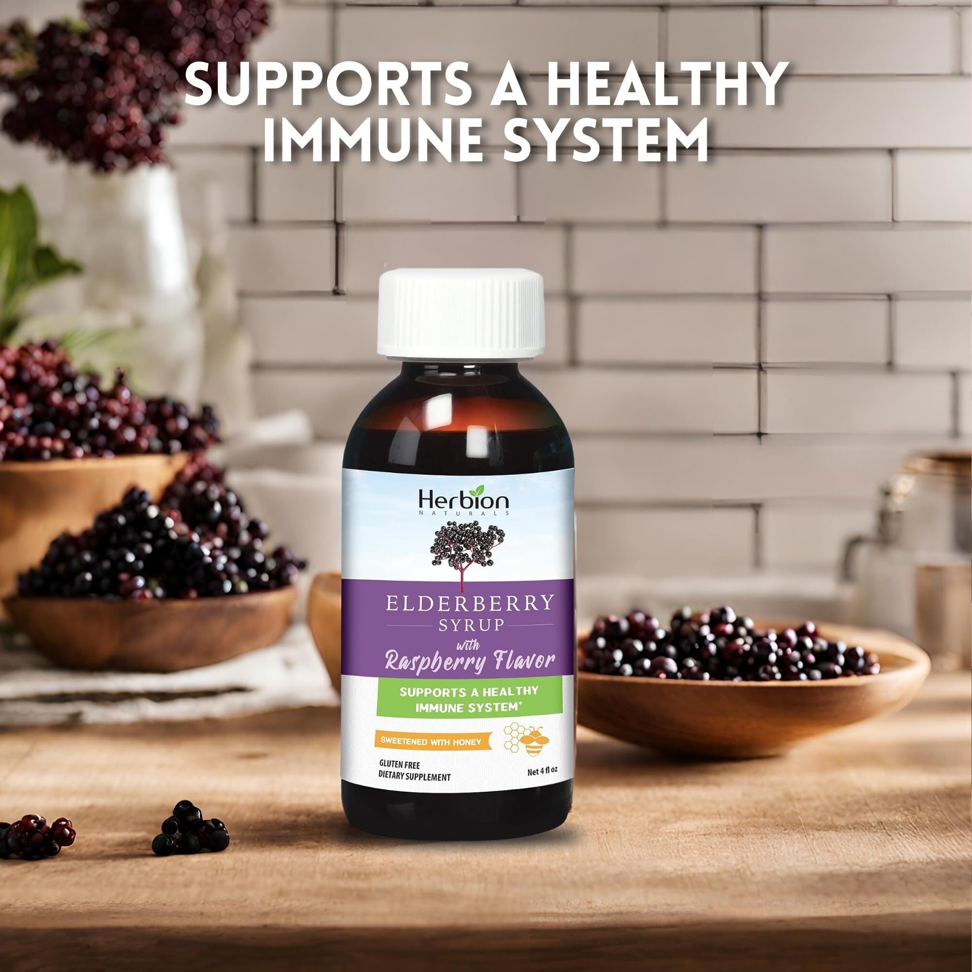 HERBION Elderberry Syrup 640mg close-up of label