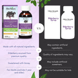 HERBION Elderberry Syrup 640mg serving spoon with syrup