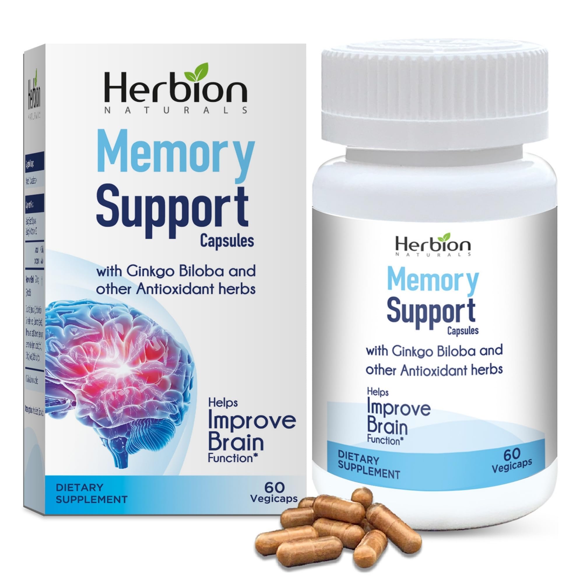 HERBION Memory Support Capsules front view with packaging
