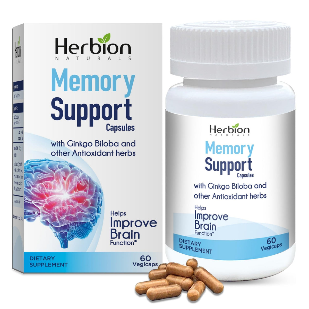 HERBION Memory Support Capsules front view with packaging