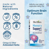 HERBION Memory Support Capsules lifestyle scene with herbs