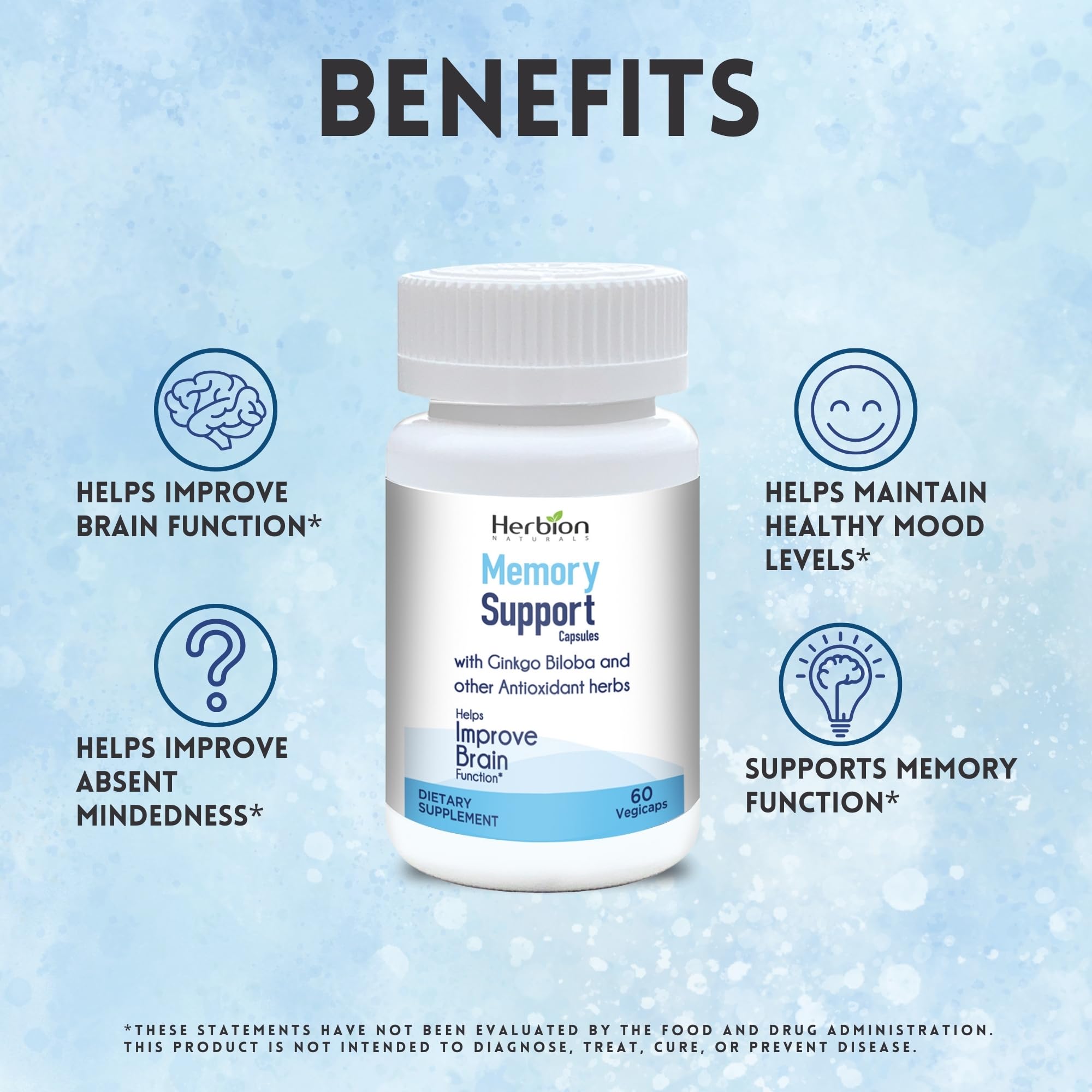 HERBION Memory Support Capsules on a wooden table