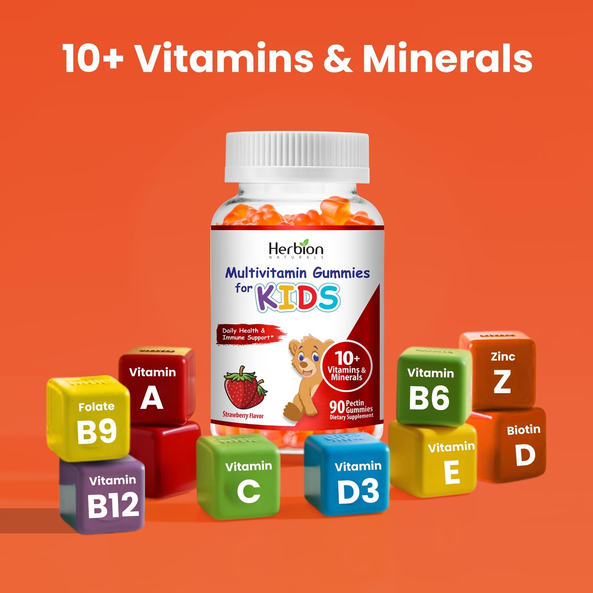 HERBION Multivitamin Gummies for Kids strawberry flavour close-up