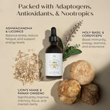 Herbity Focus & Energy Mushroom Extract Tincture label close-up