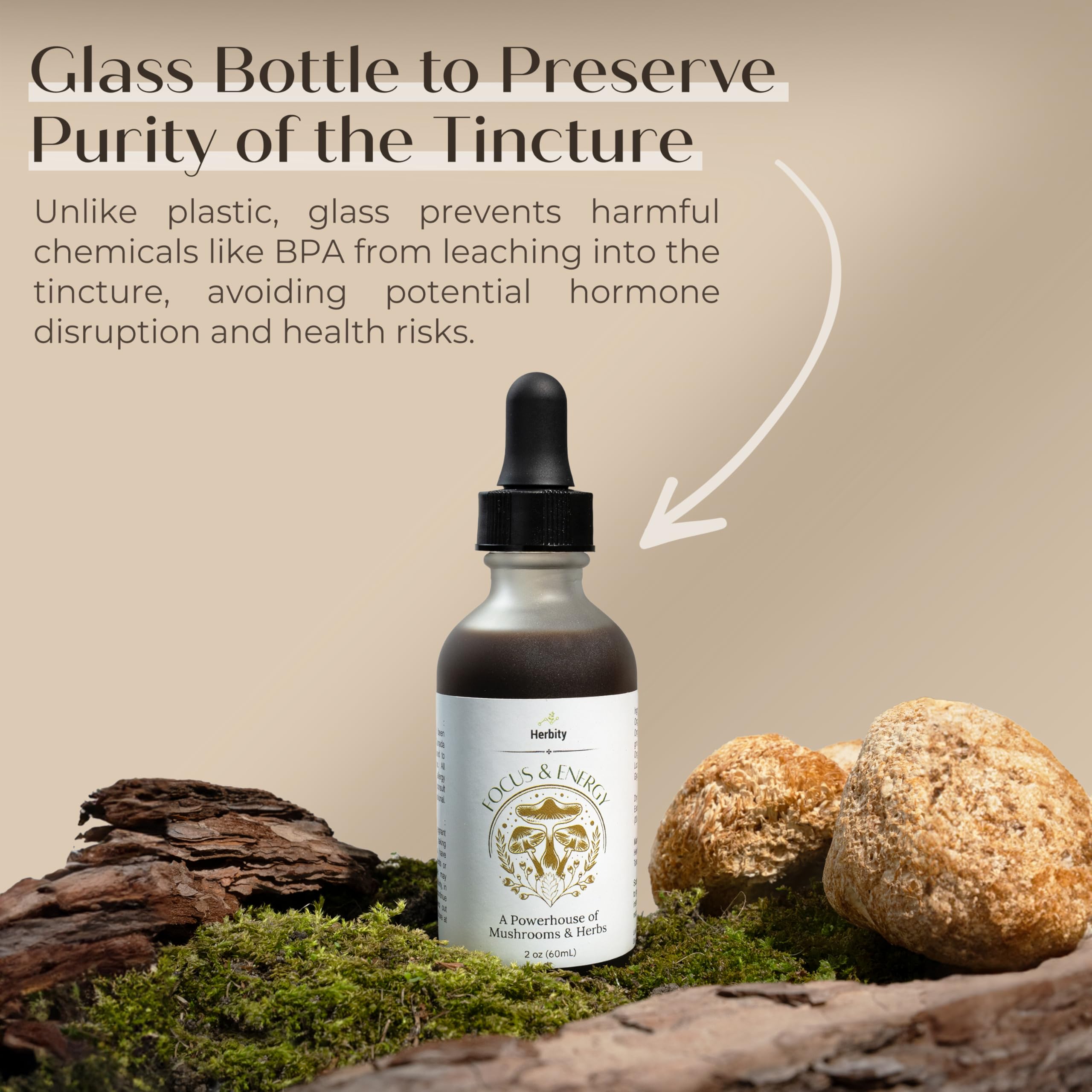 Herbity Focus & Energy Mushroom Extract Tincture lifestyle scene