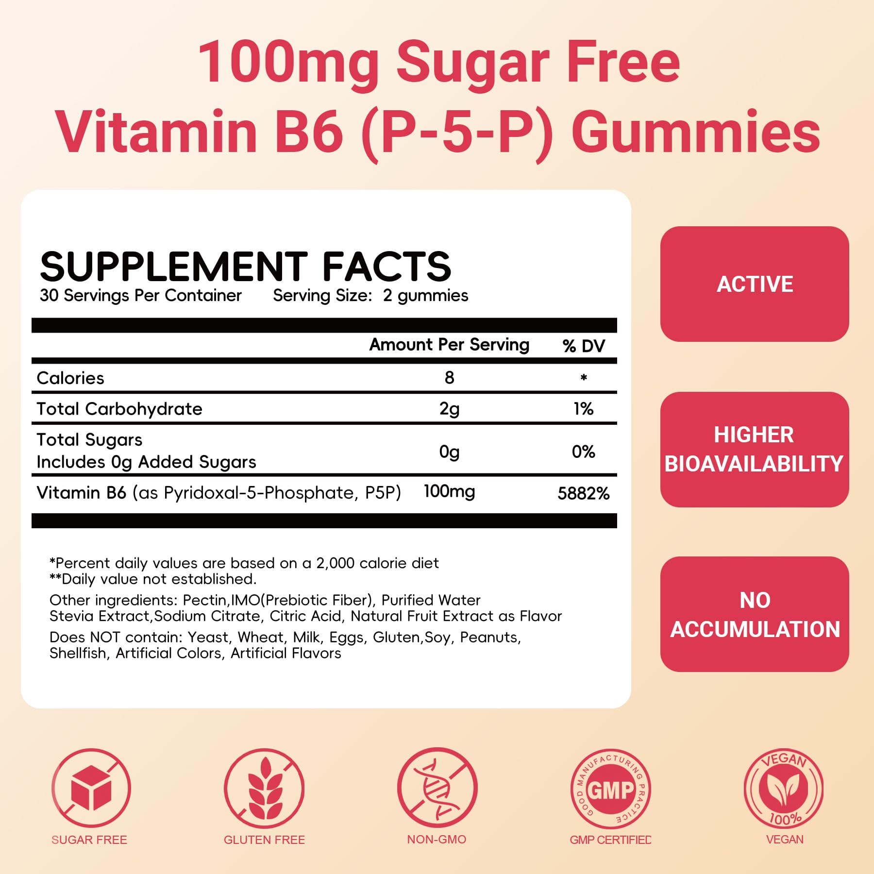 Herbovella Vitamin B6 Gummies 100mg pineapple flavour close-up