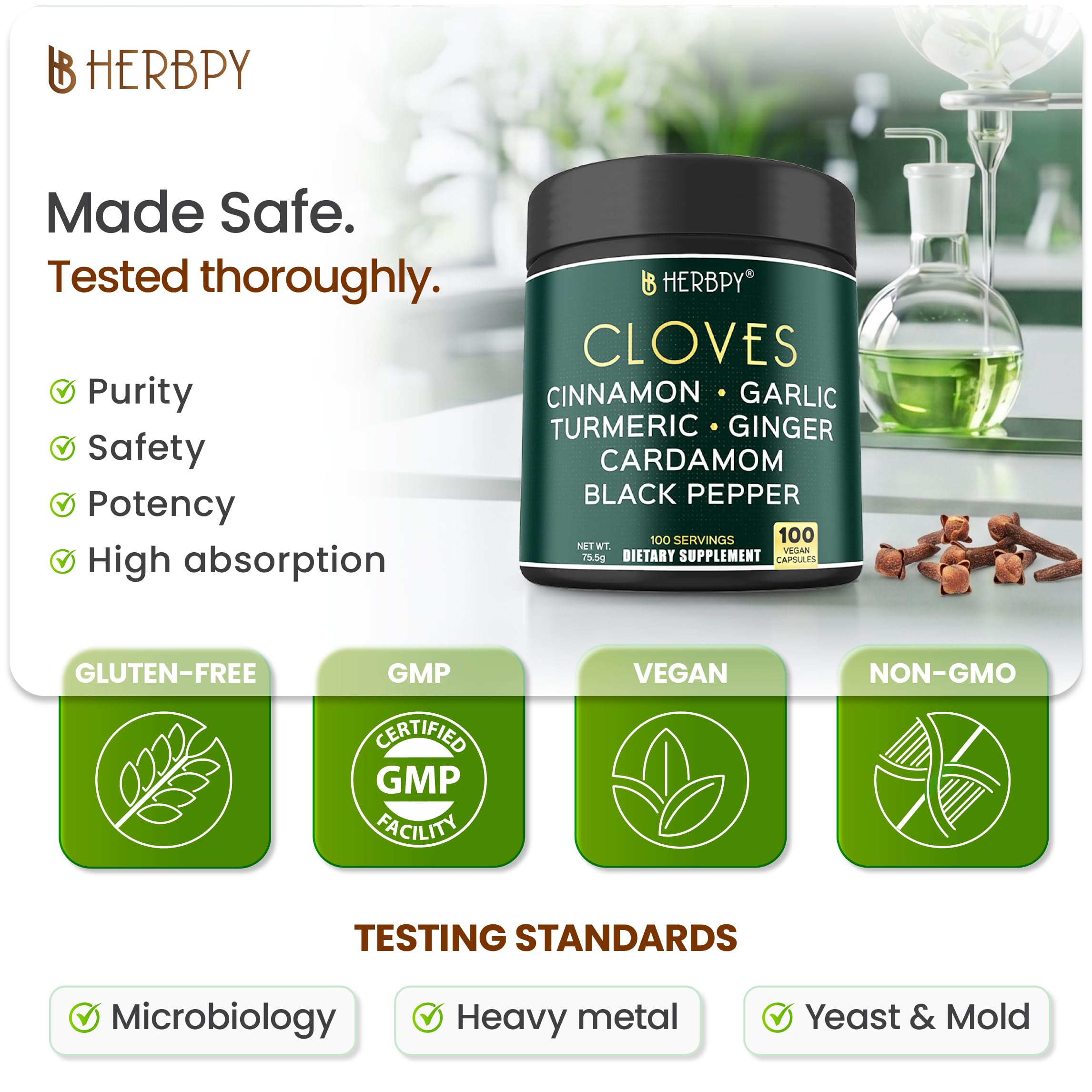 Herbpy 7-Herb Clove Bud Supplement side view