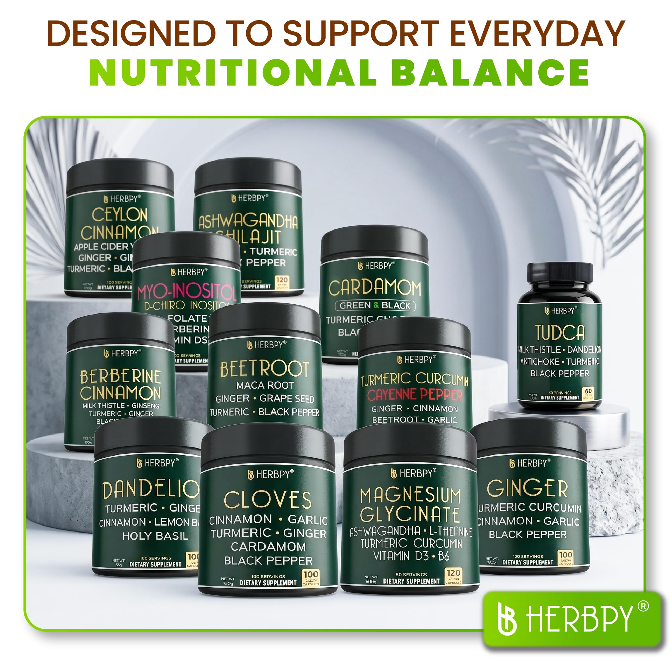 Herbpy 7-Herb Clove Bud Supplement with a measuring spoon
