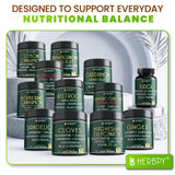 Herbpy 7-Herb Clove Bud Supplement with a measuring spoon