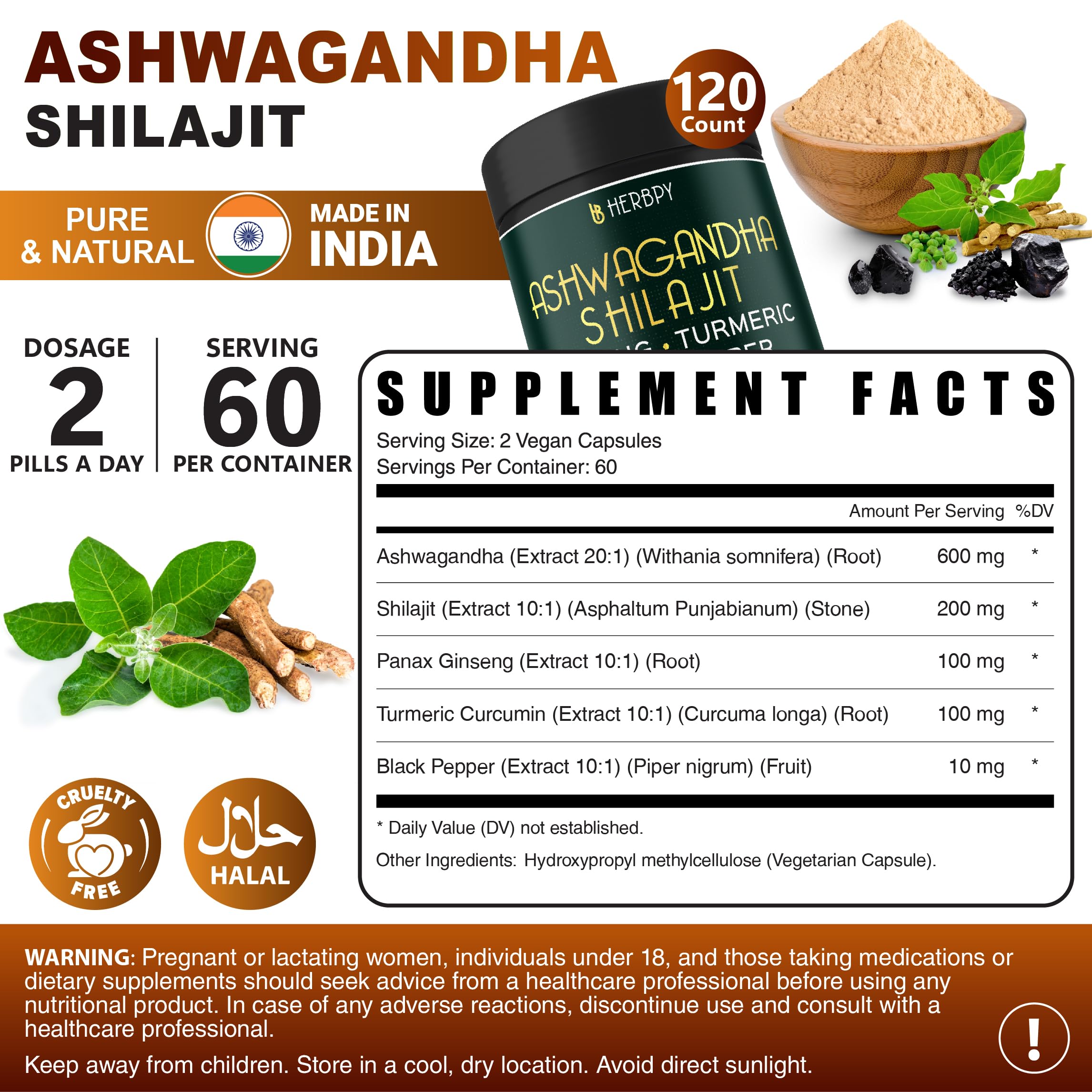 Herbpy Ashwagandha Supplement with a measuring spoon