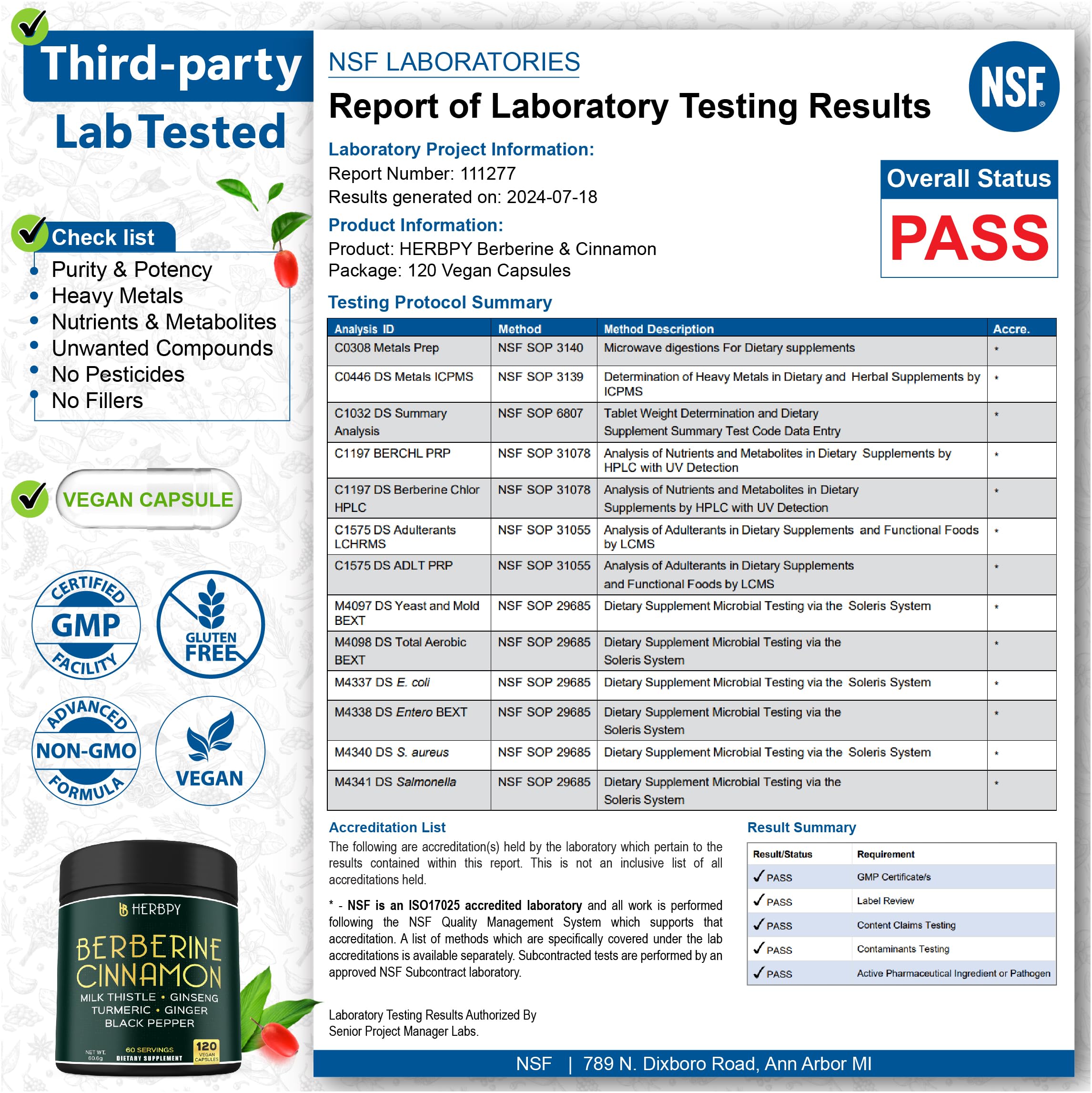 Herbpy Berberine Cinnamon Supplement capsules close-up