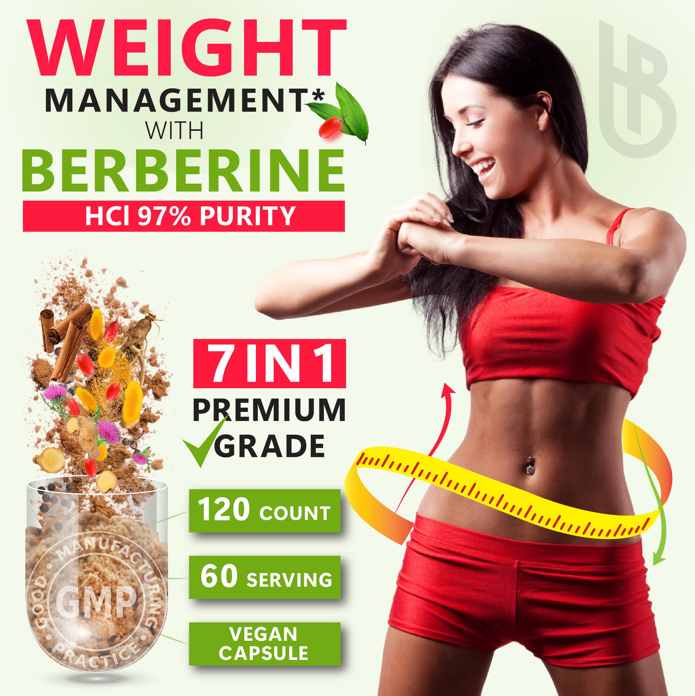 Herbpy Berberine Cinnamon Supplement dark jar with lid