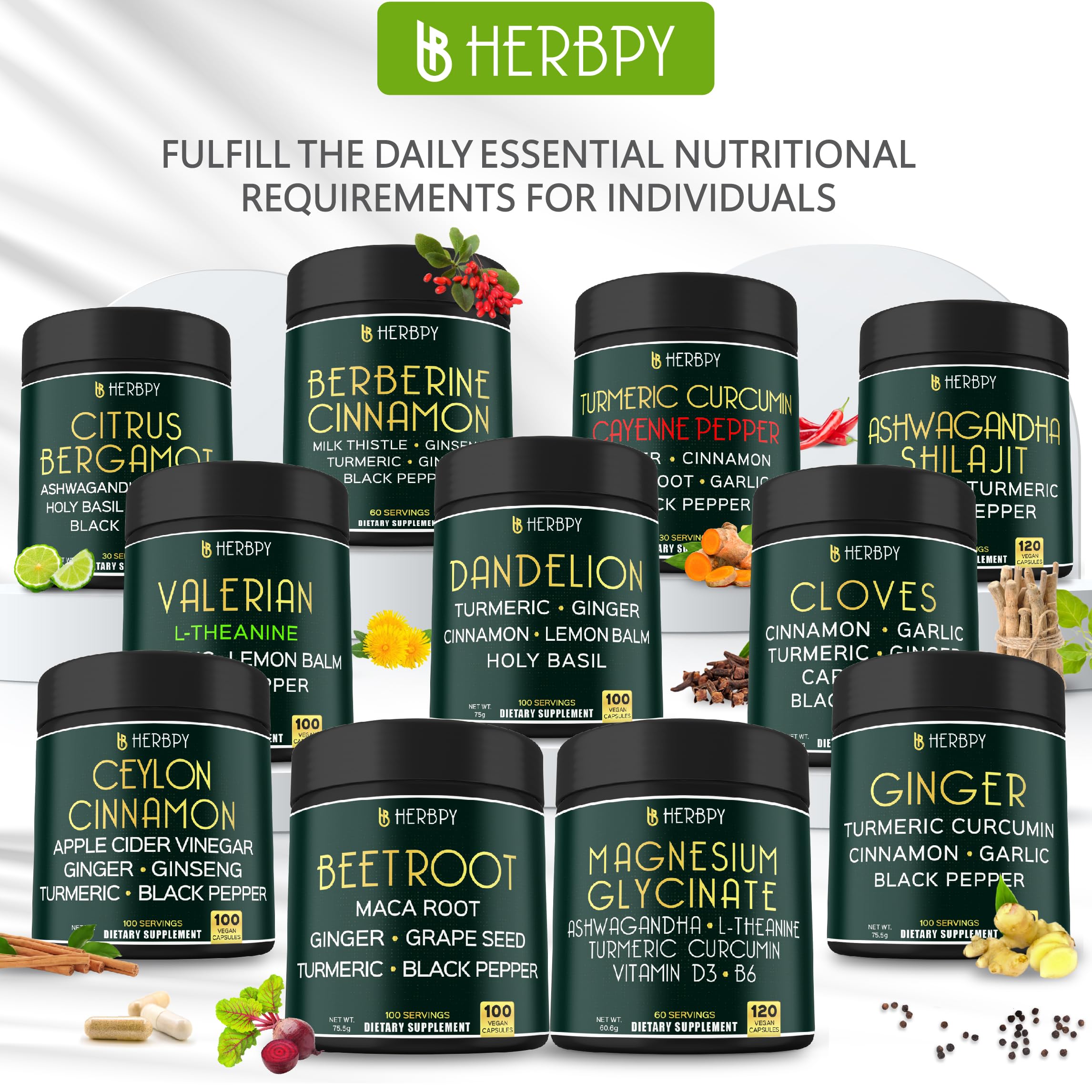 Herbpy Berberine Cinnamon Supplement on a wooden table