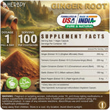 Herbpy Ginger Root Extract 5-in-1 Vegan Capsules with a measuring spoon