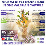 Herbpy Valerian Root Supplement 5in1 100 Capsules side view