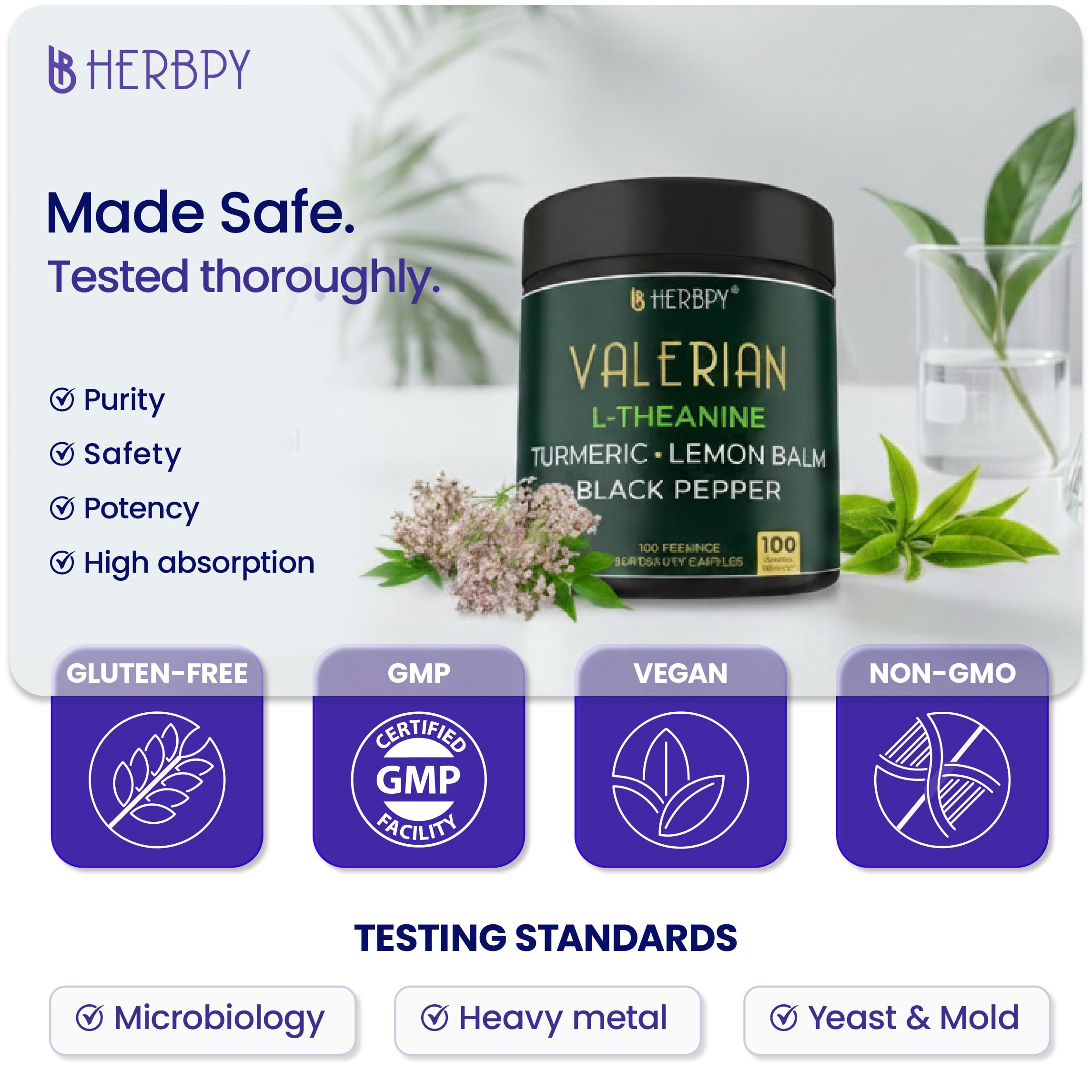 Herbpy Valerian Root Supplement 5in1 ingredients list