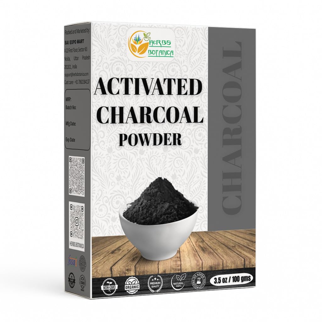 Herbs Botanica Activated Charcoal Powder 3.5 oz front view