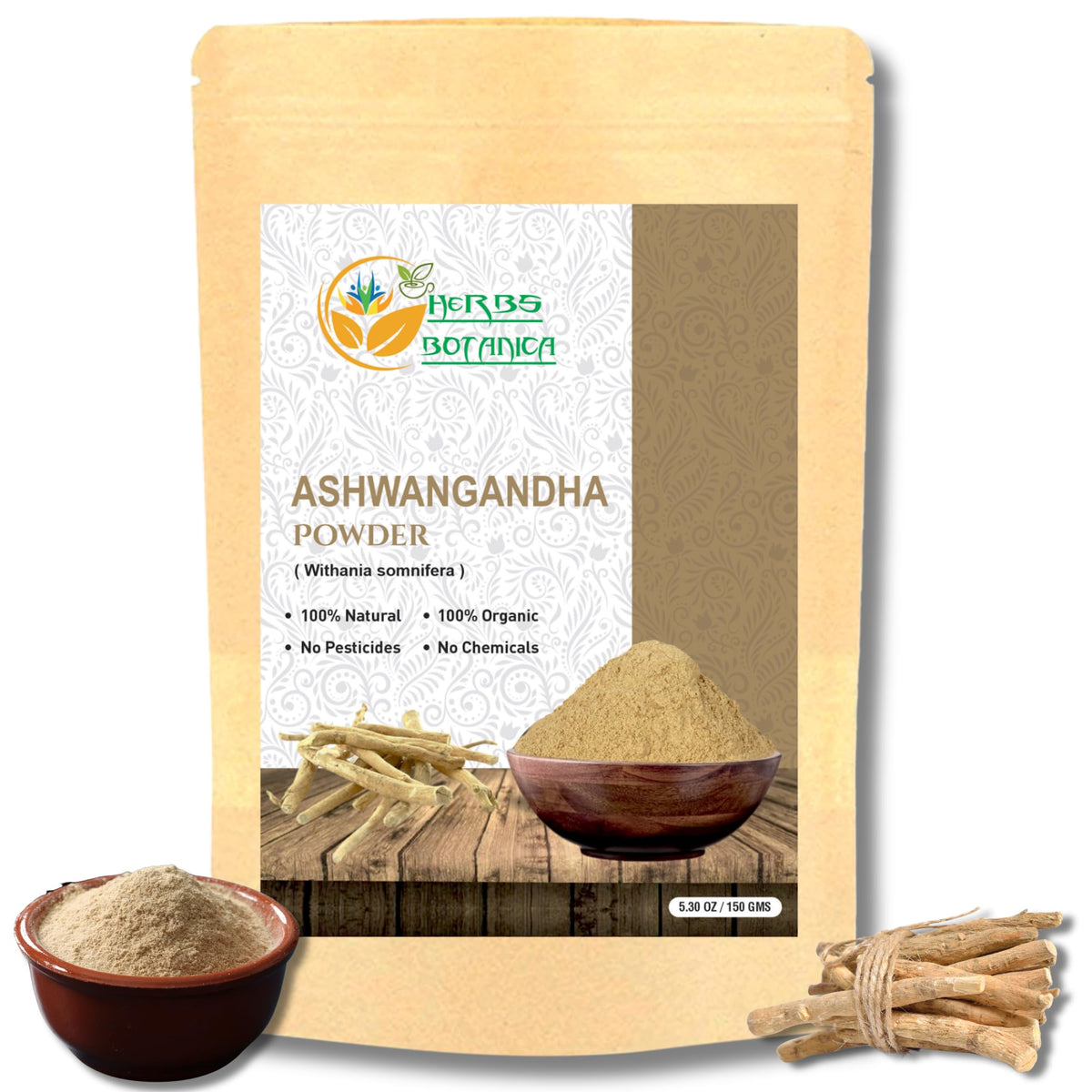 Herbs Botanica Ashwagandha Powder 181g front view