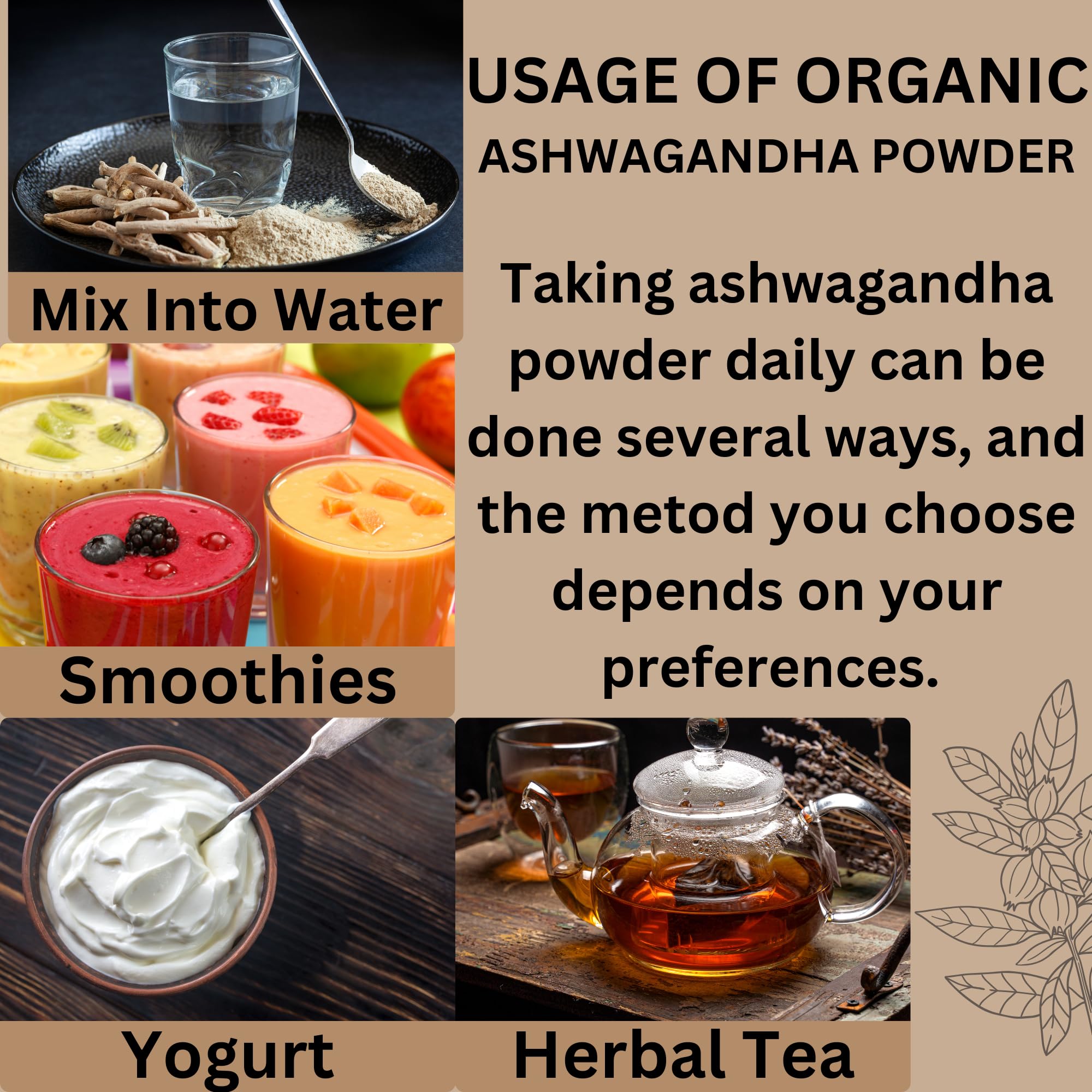 Herbs Botanica Ashwagandha Powder in a smoothie