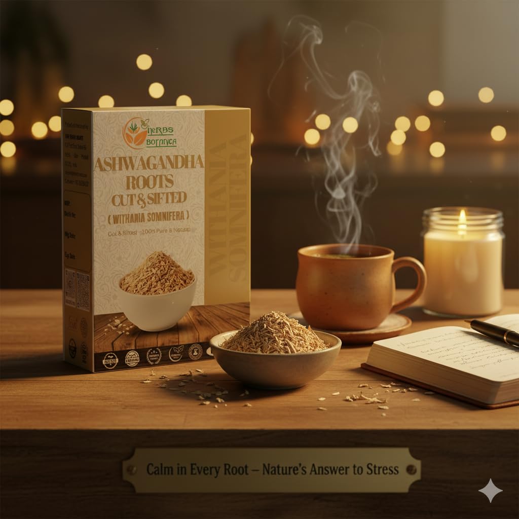 Herbs Botanica Ashwagandha Tea Supplements back view with ingredients