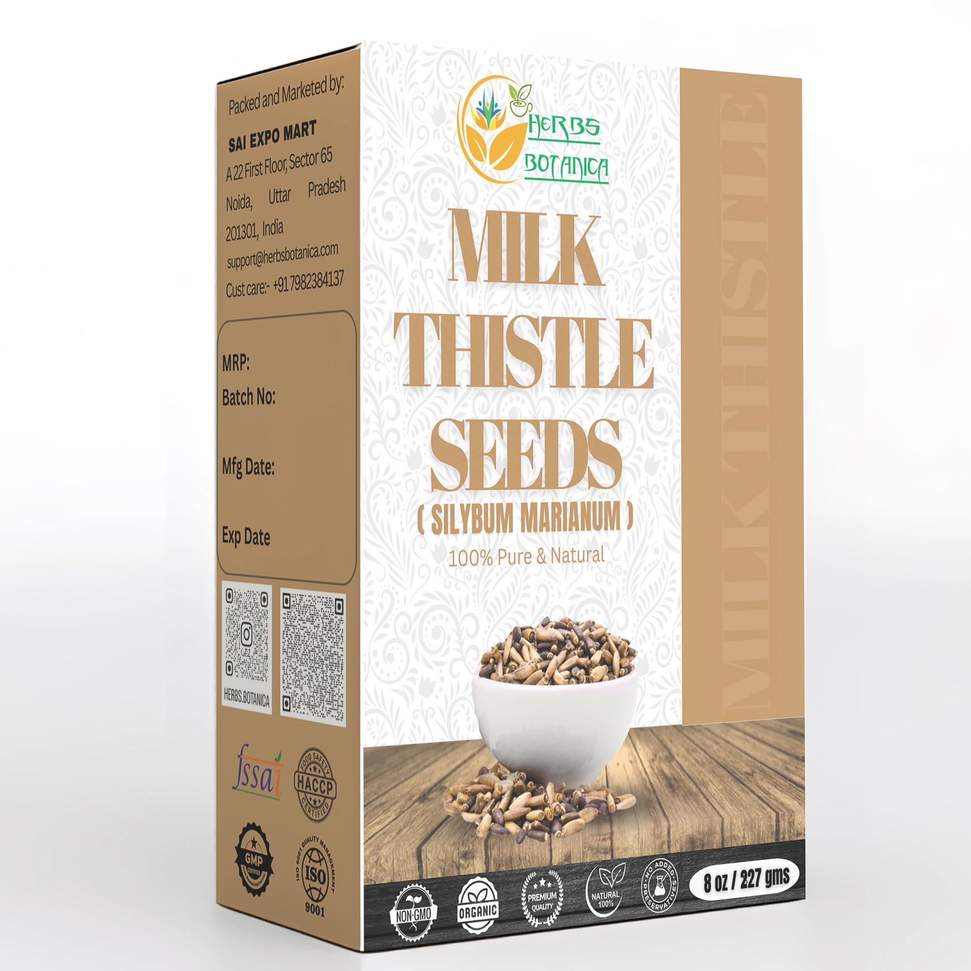 Herbs Botanica Milk Thistle Seeds 8 oz front view