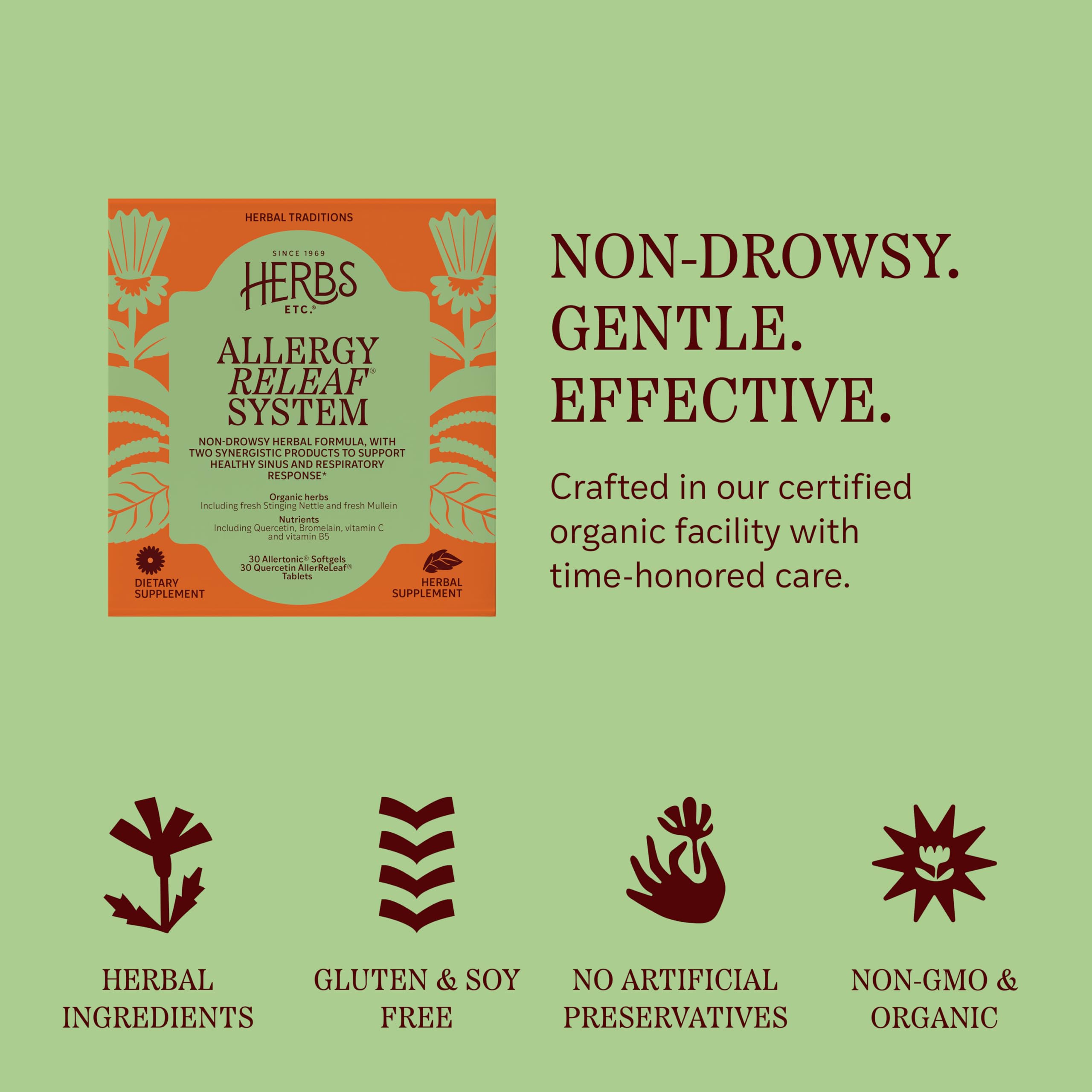 Herbs Etc. Allergy ReLeaf System kit with ingredients list