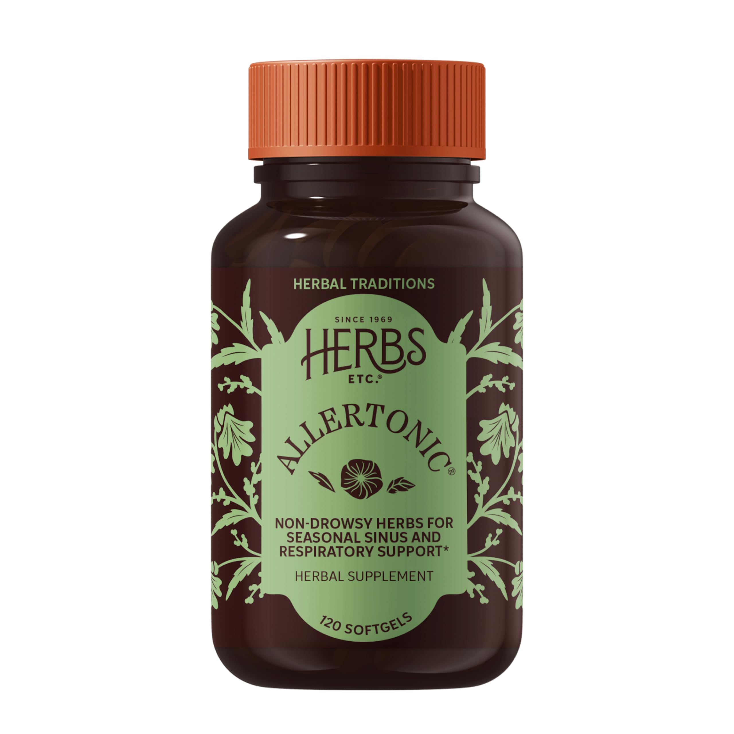 Herbs Etc. Allertonic Softgels front view, 91g packaging