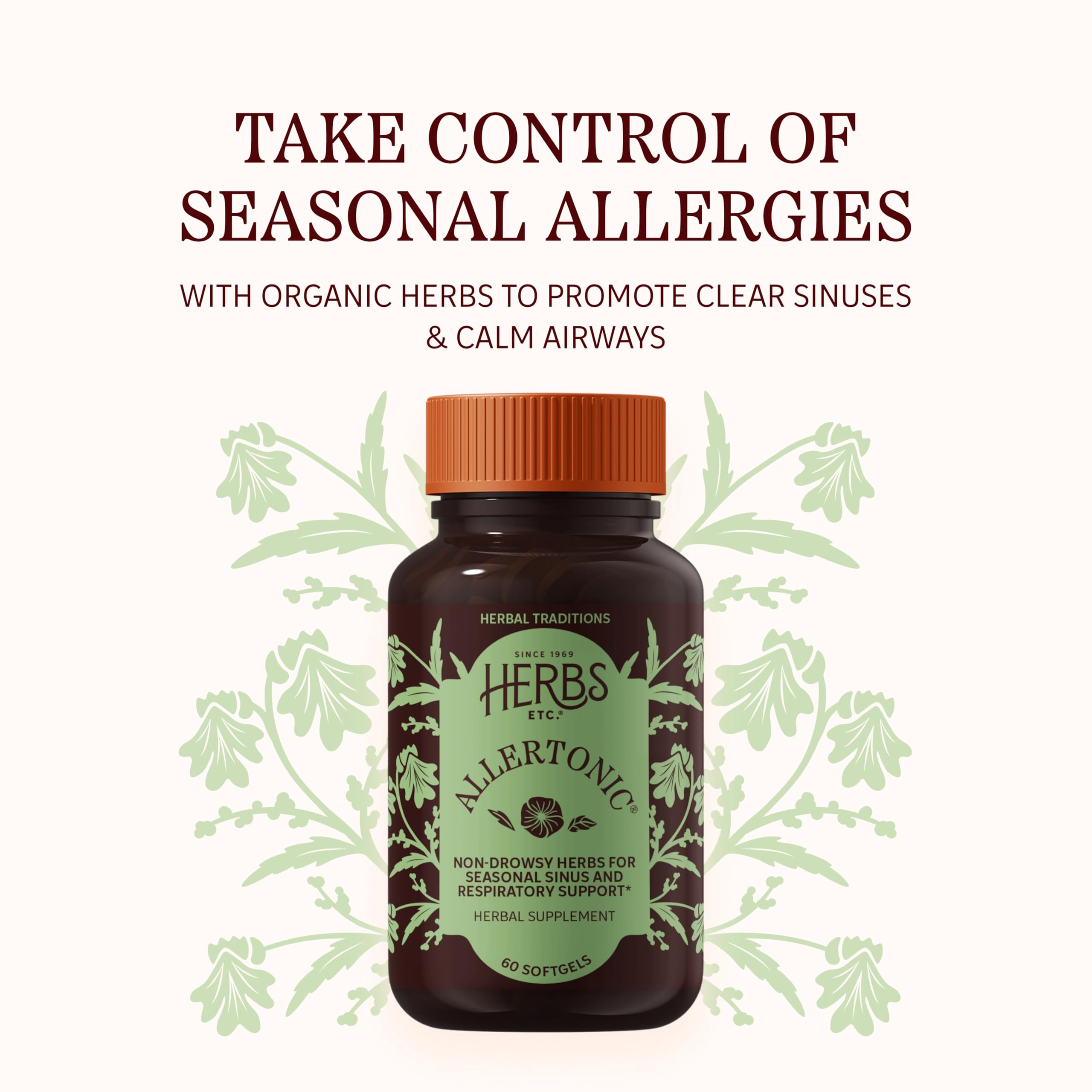 Herbs Etc. Allertonic Softgels side view showing softgel