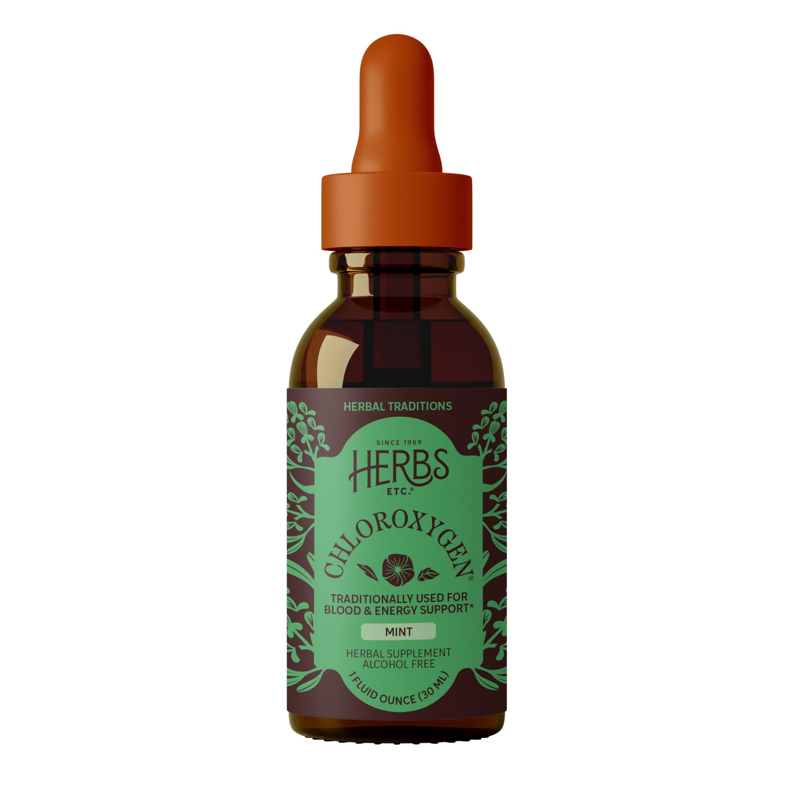 Herbs Etc. ChlorOxygen Chlorophyll Concentrate Mint 27g with measuring dropper