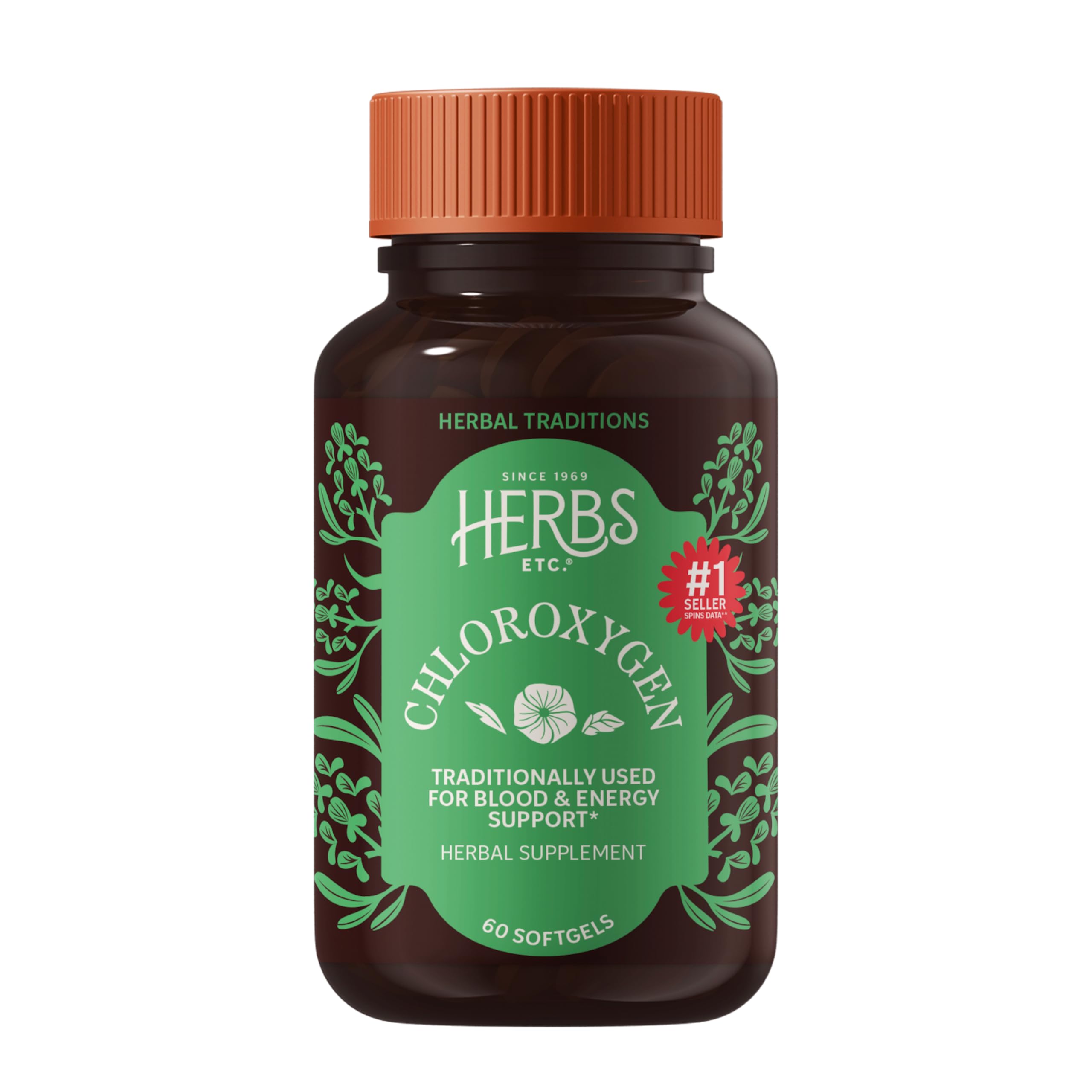 Herbs Etc. ChlorOxygen Chlorophyll Softgels front view