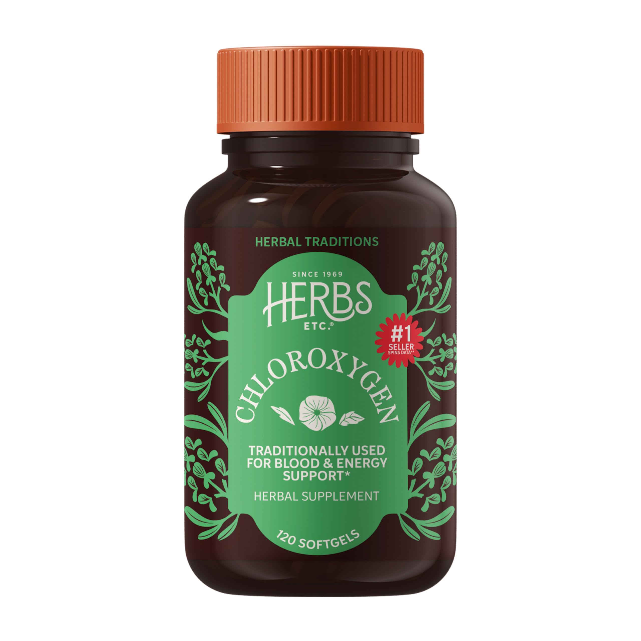 Herbs Etc. ChlorOxygen Chlorophyll Softgels front view with packaging