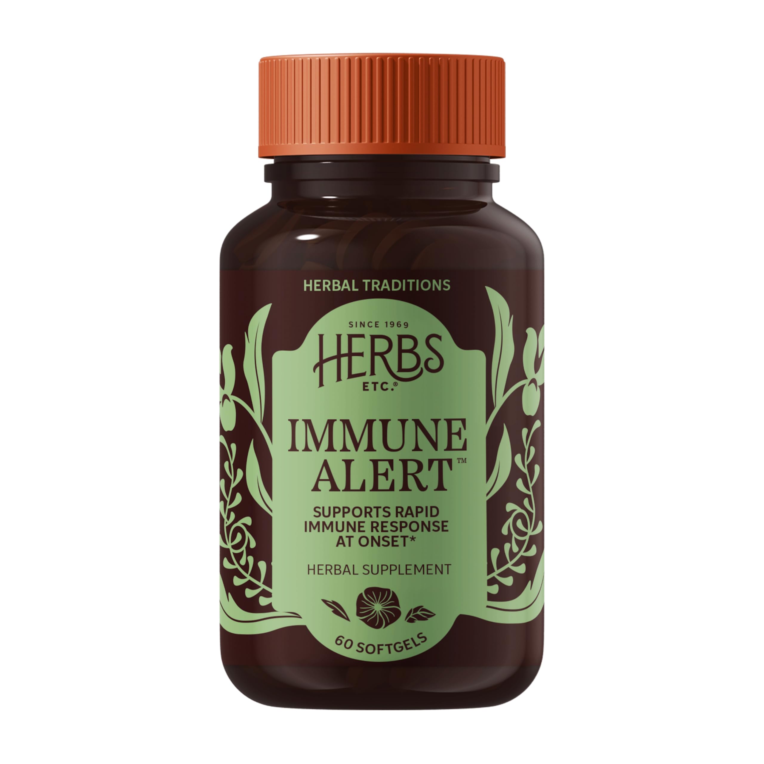 Herbs Etc. daily wellness Alert Softgels front view packaging