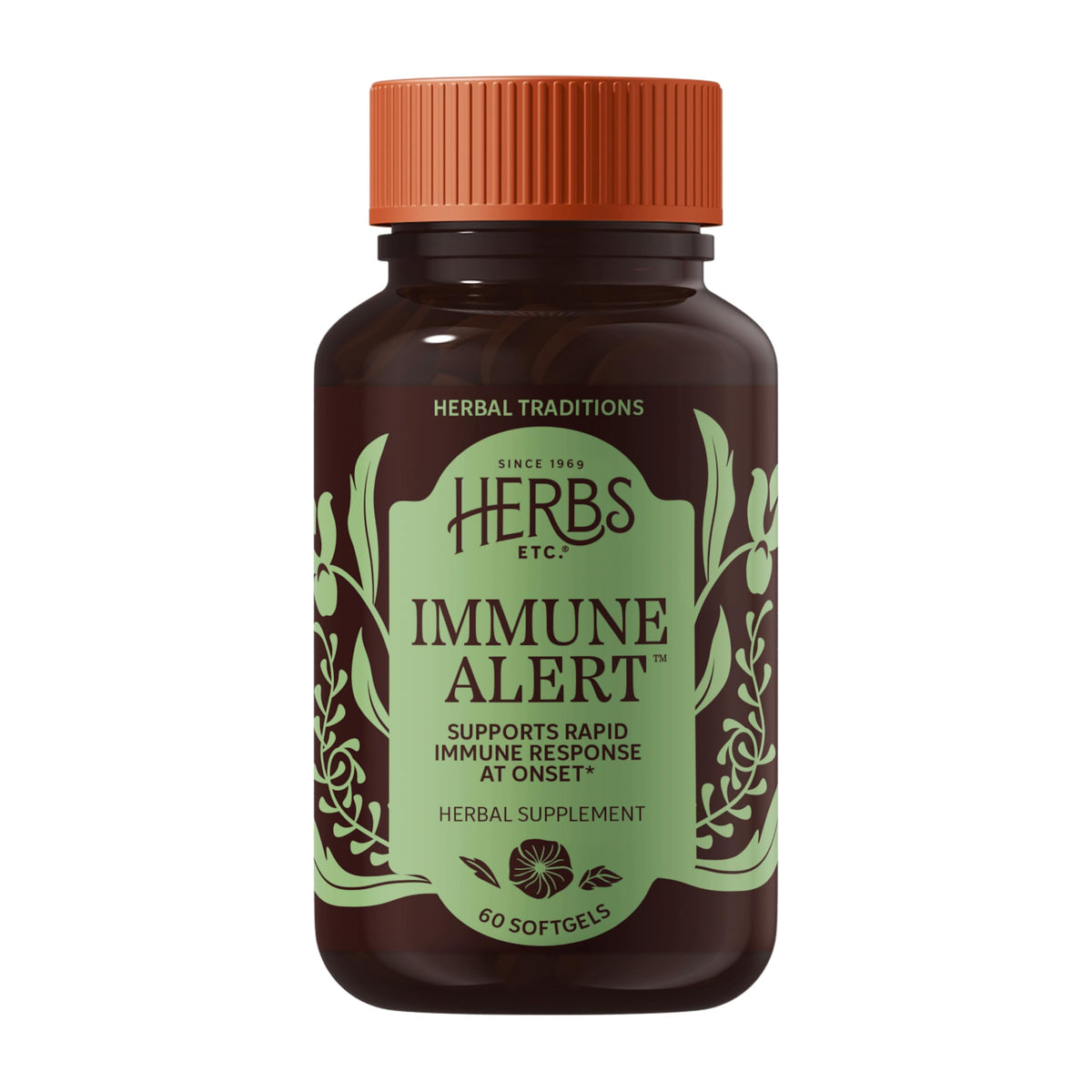 Herbs Etc. daily wellness Alert Softgels front view packaging