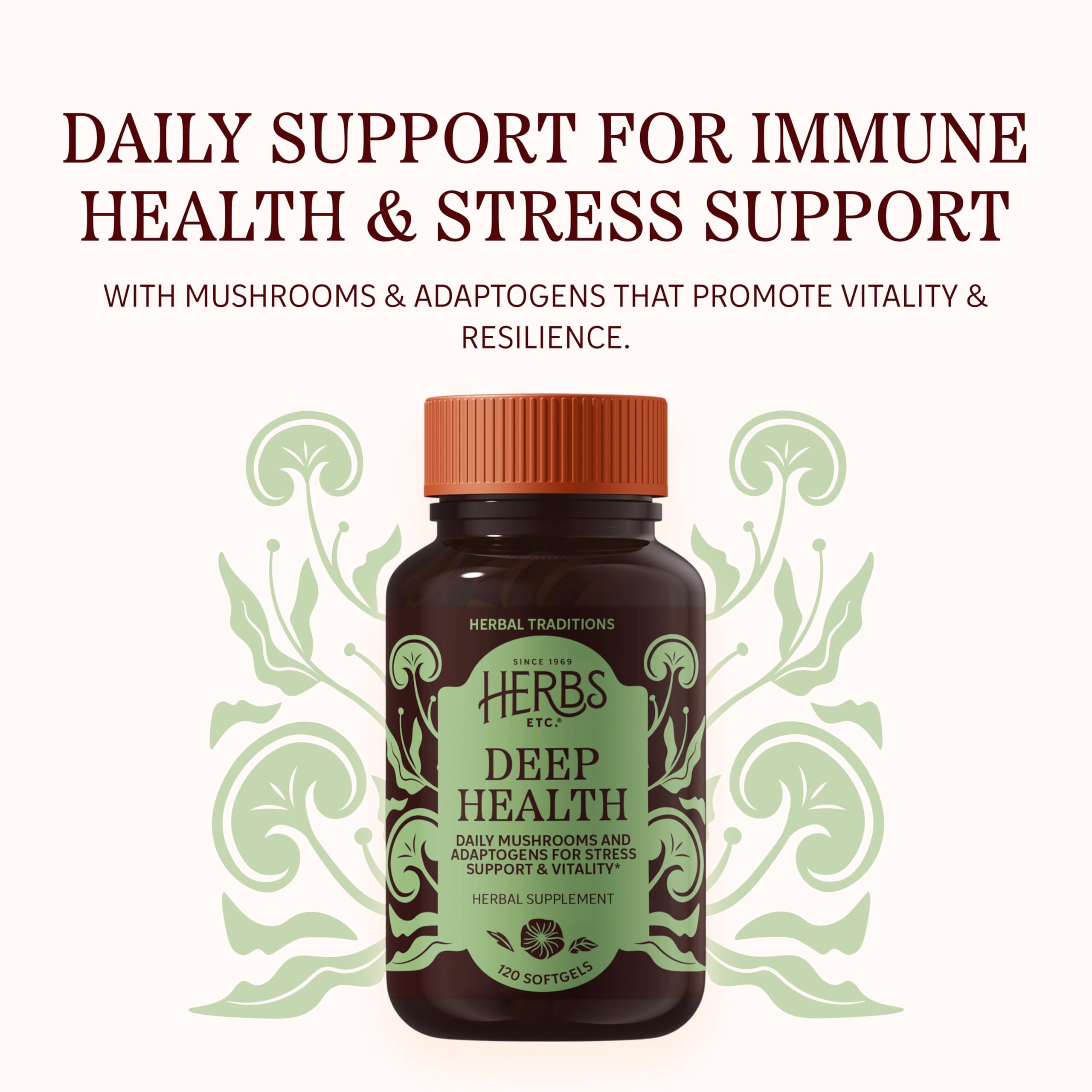 Herbs Etc. Deep Health Softgels side view showing capsule