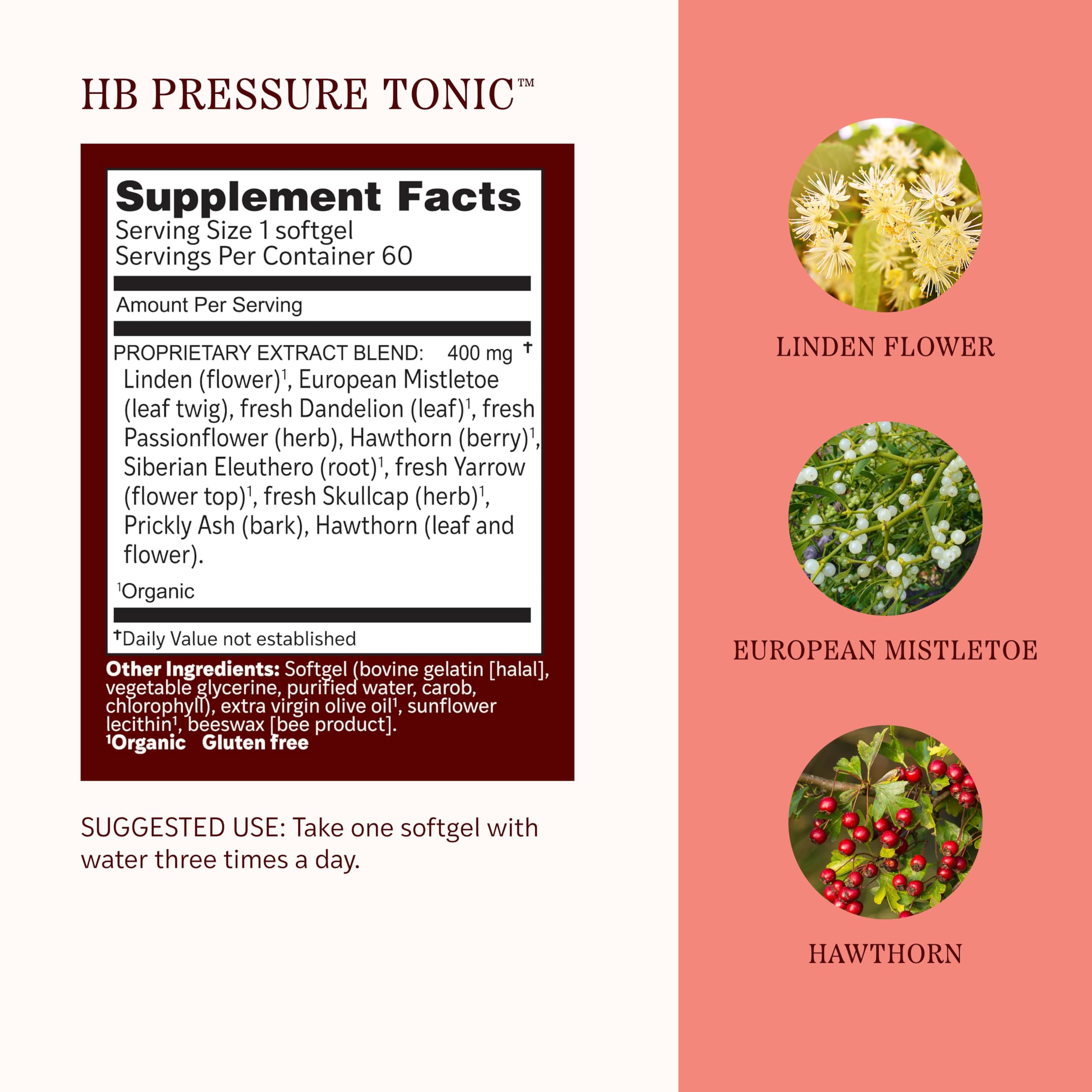 Herbs Etc. HB Pressure Tonic Softgels 200mg back view