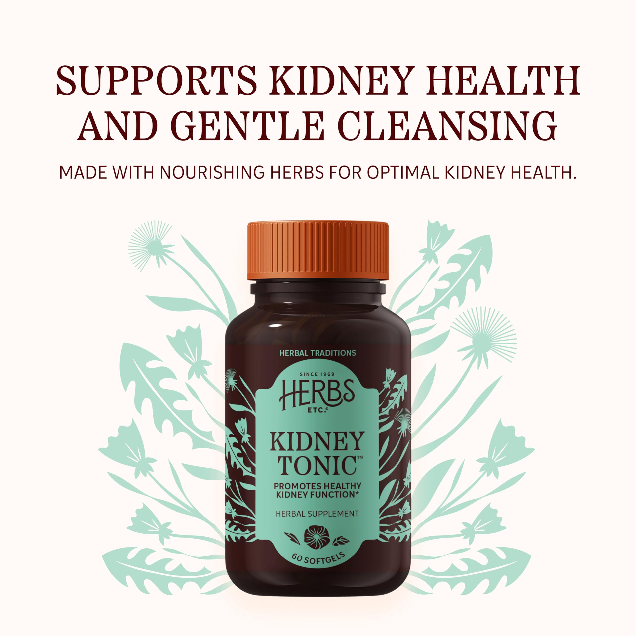 Herbs Etc. Kidney Tonic Softgels side view showing softgel size