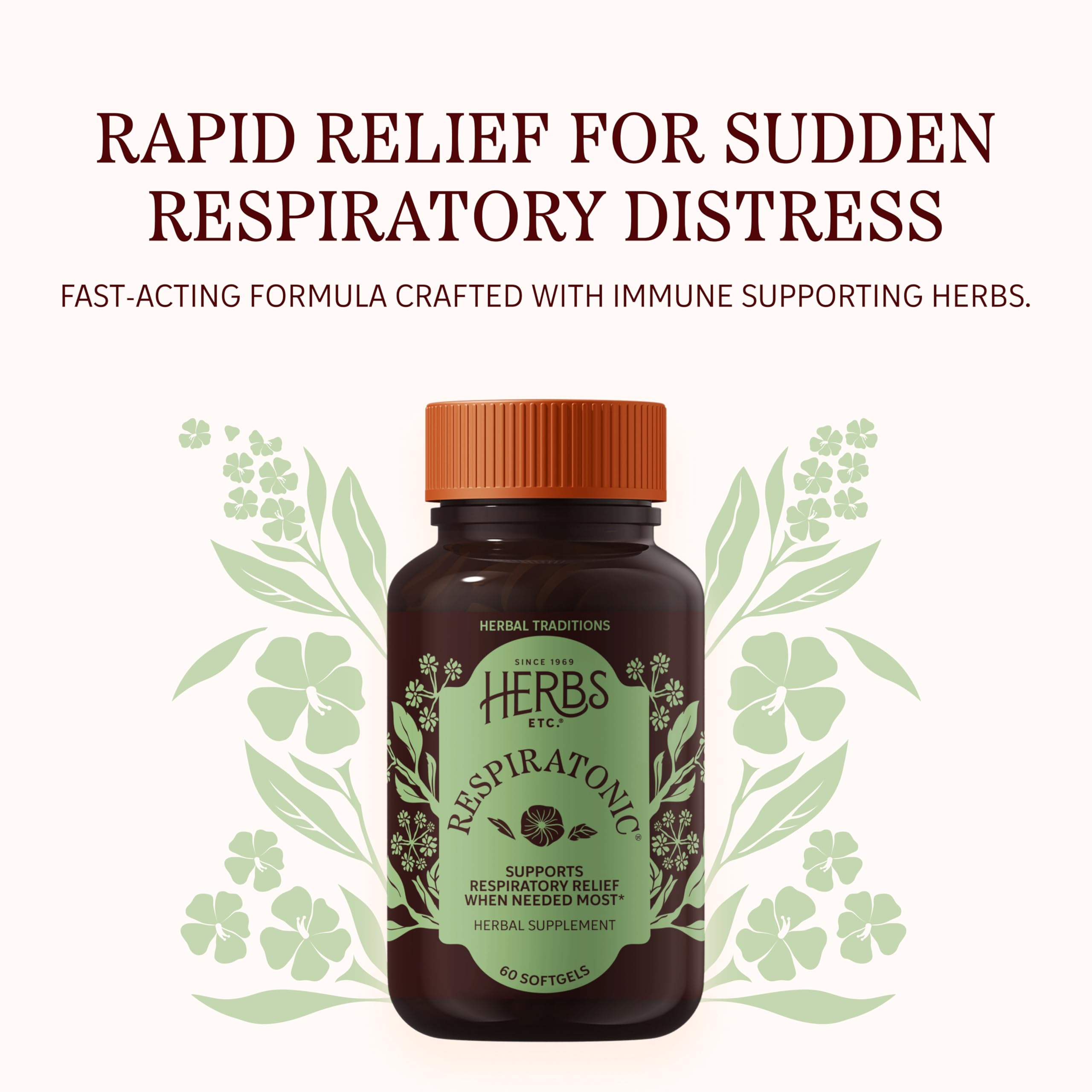 Herbs Etc. Respiratonic Softgel close-up revealing the softgel