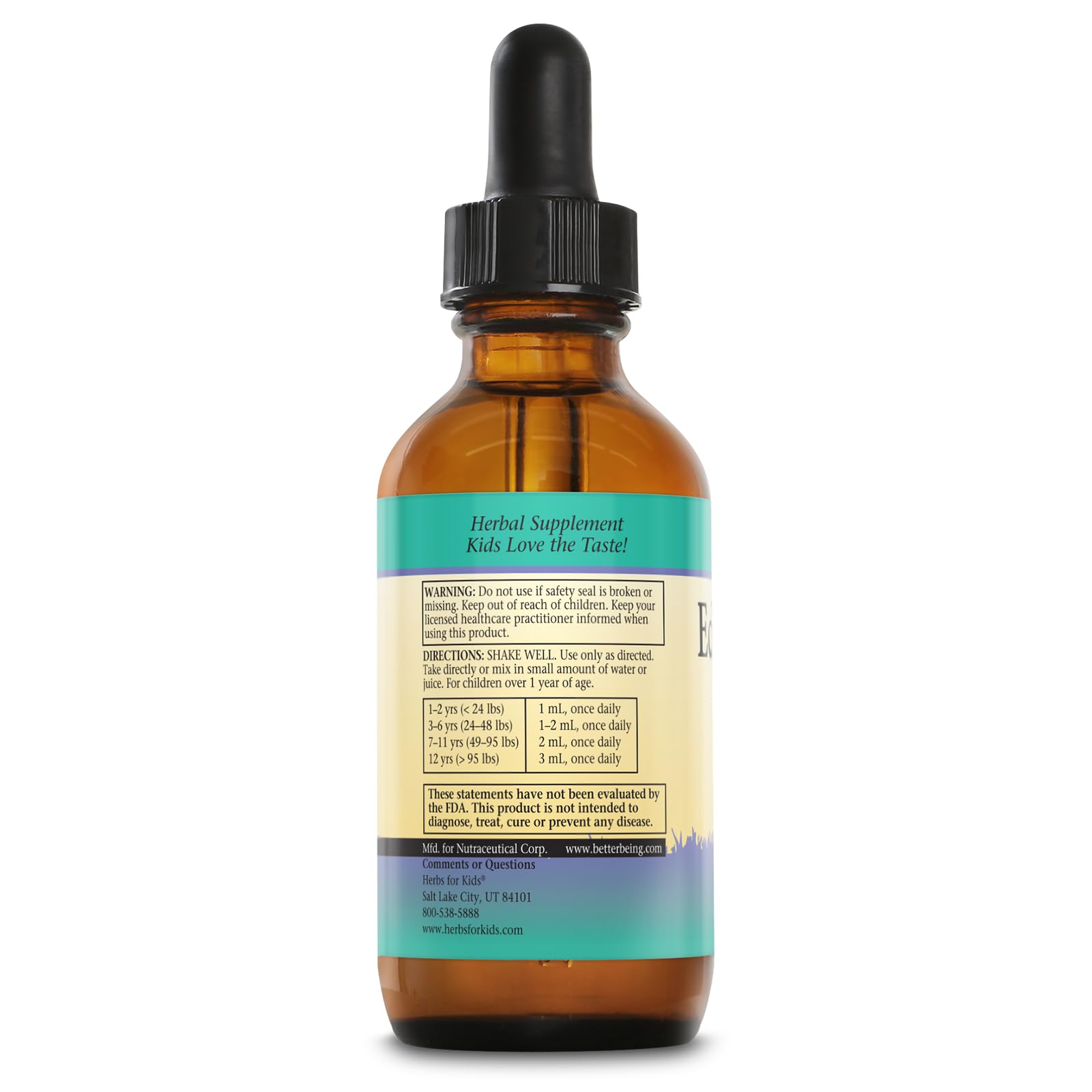 Herbs For Kids Echinacea Liquid Drops packaging and ingredients list