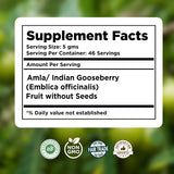 Herbsforever Amla Powder 230g side view showing packaging details