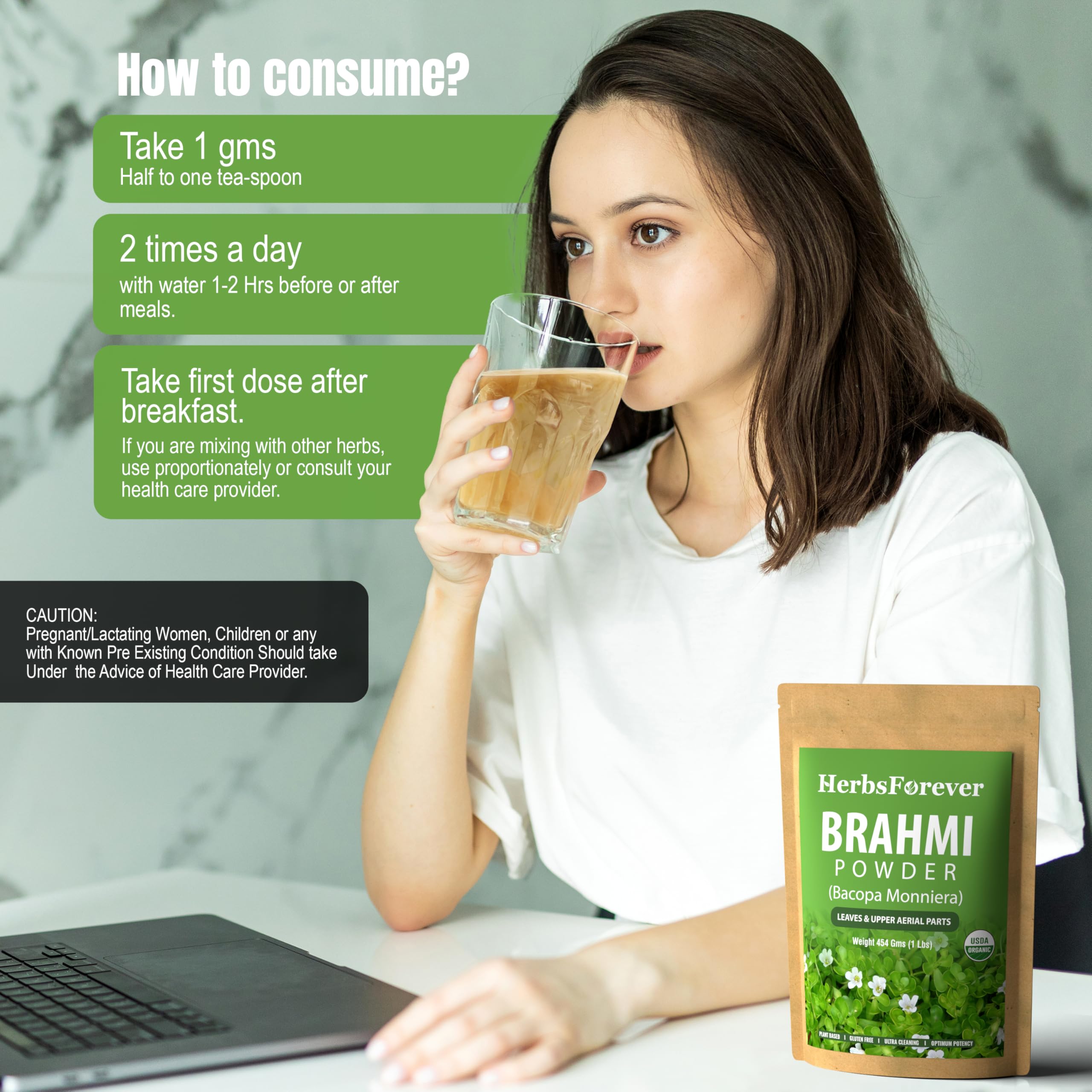Herbsforever Bacopa Monnieri 259g in a smoothie