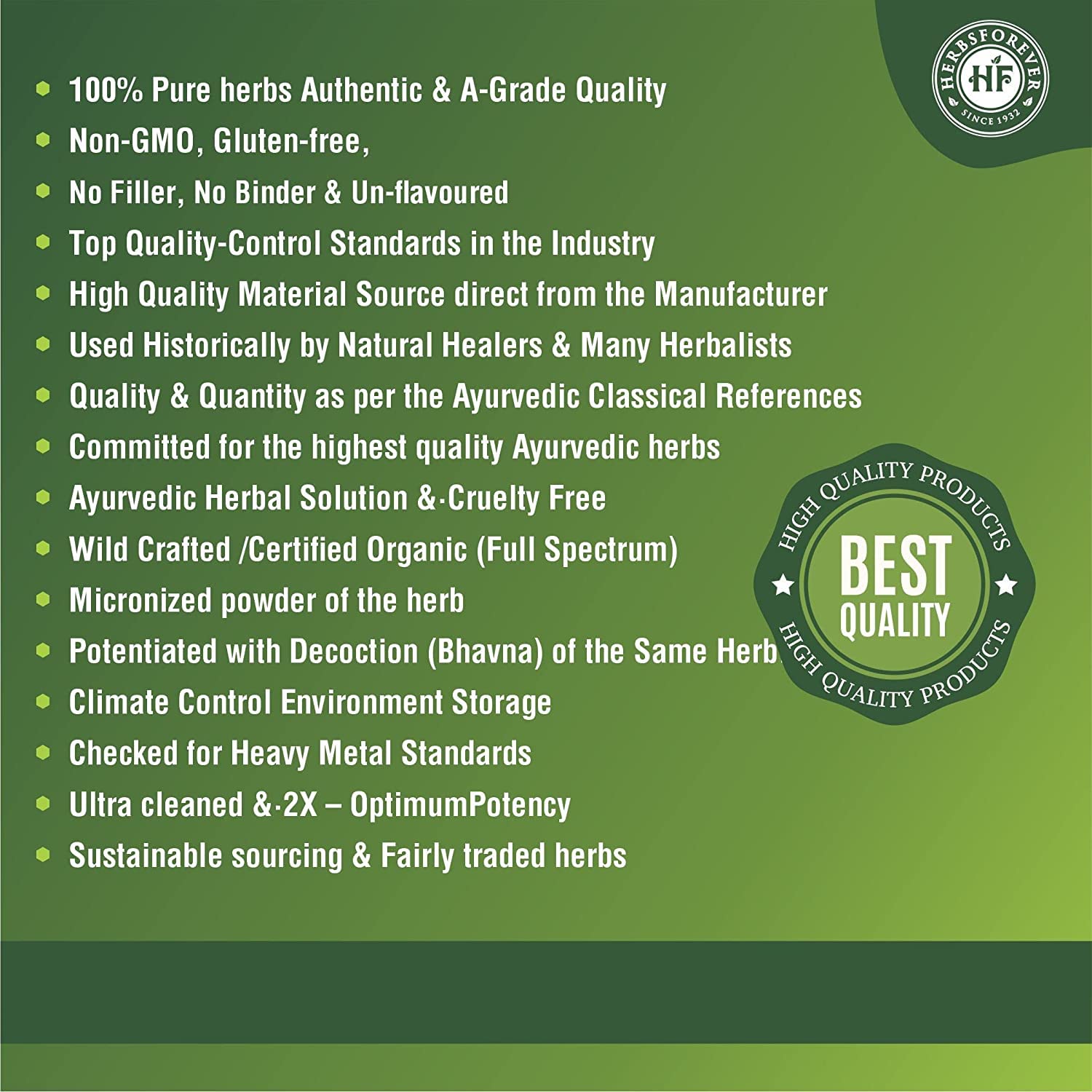 Herbsforever Gotu Kola Powder nutritional information