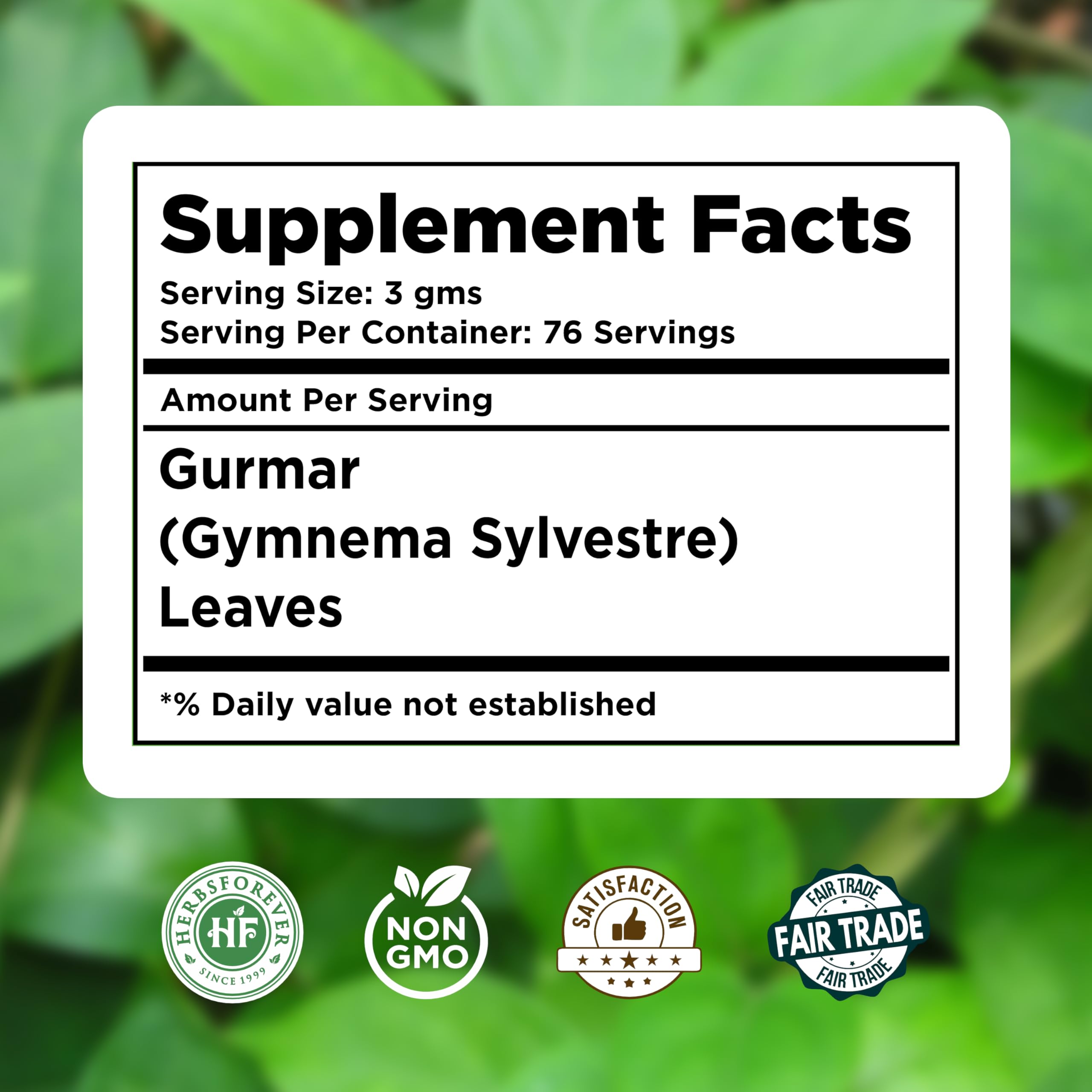 Herbsforever Gymnema Sylvestre supplement ingredients list