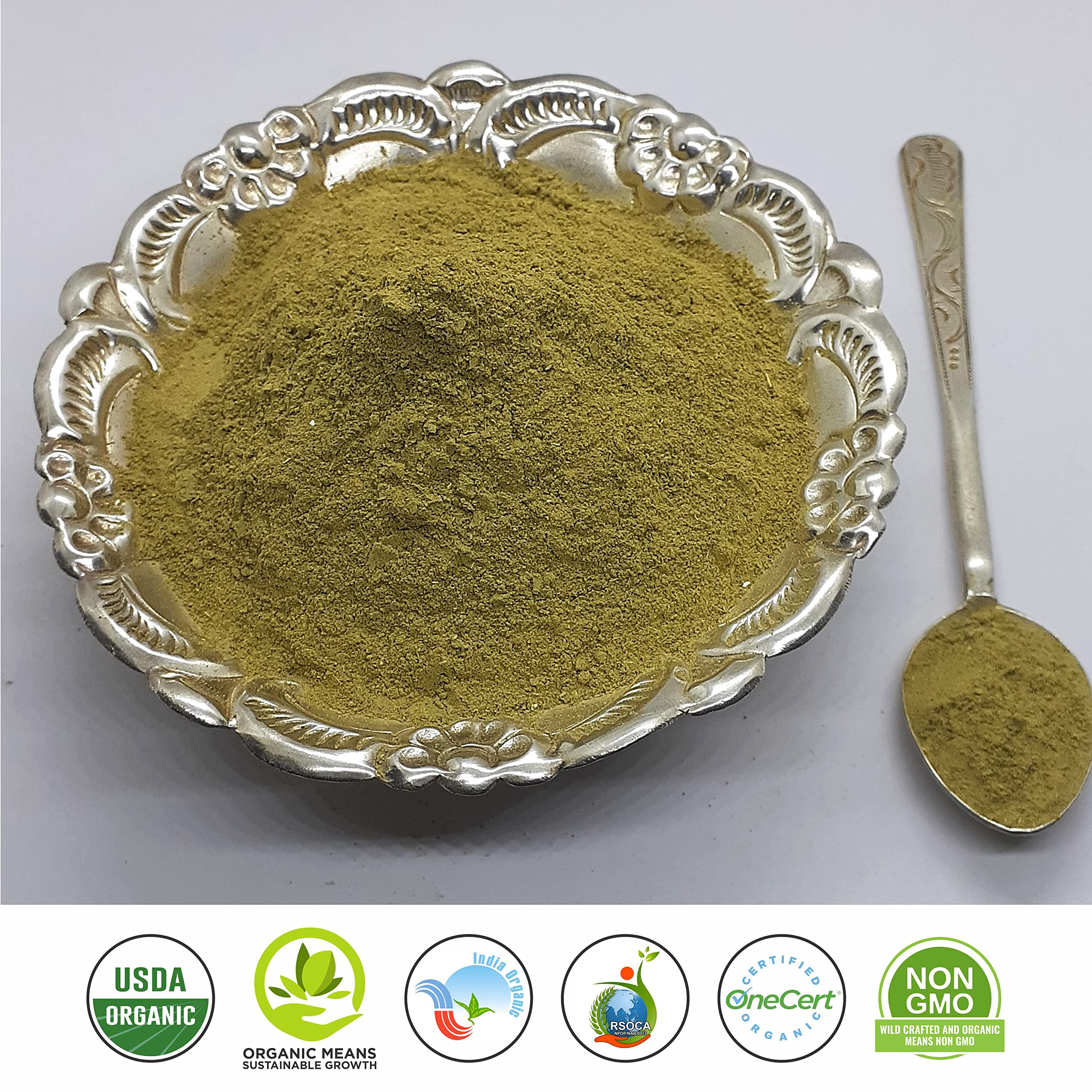 Herbsforever Neem Powder 454g lifestyle shot with herbal ingredients