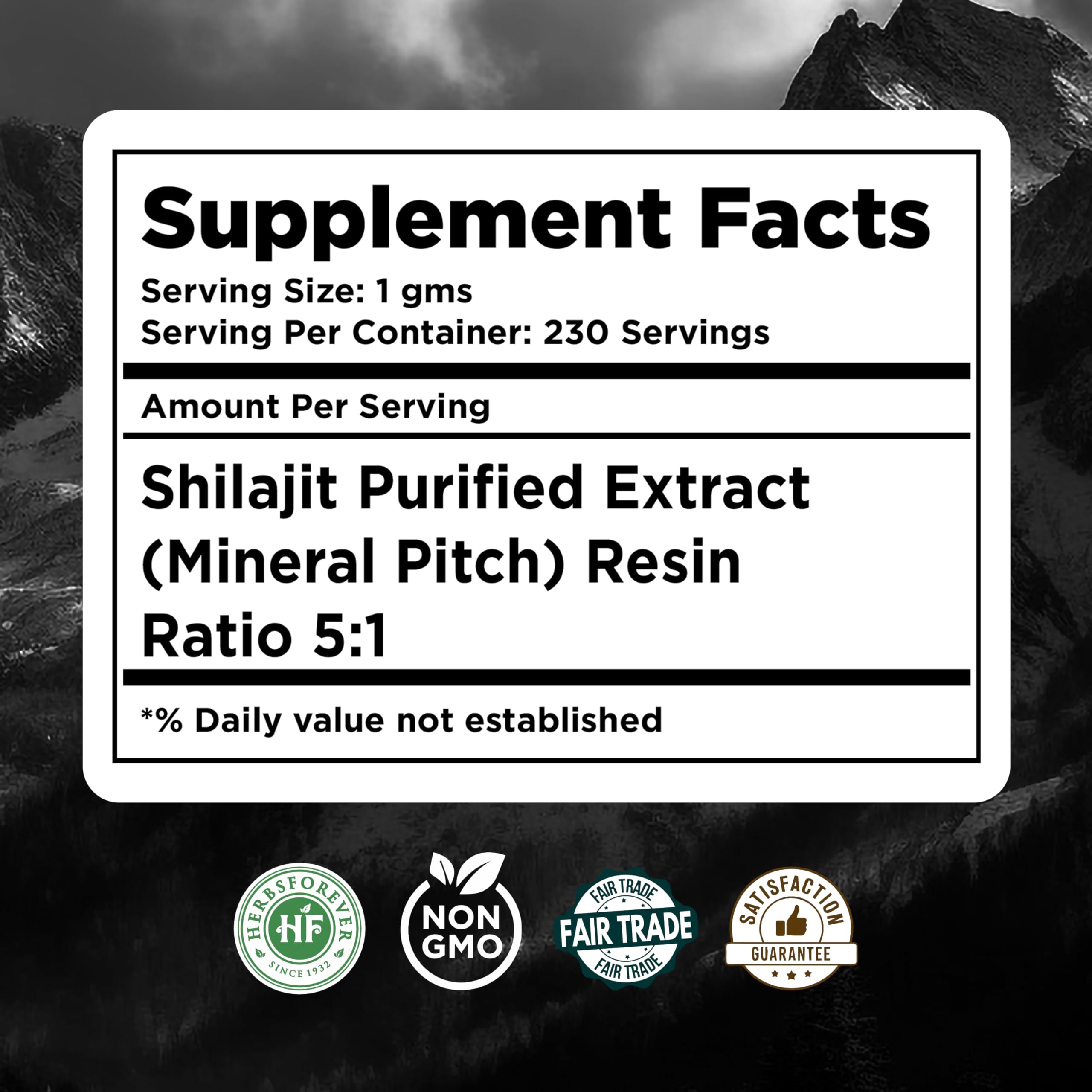 Herbsforever Shilajit Purified Resin 259g back view