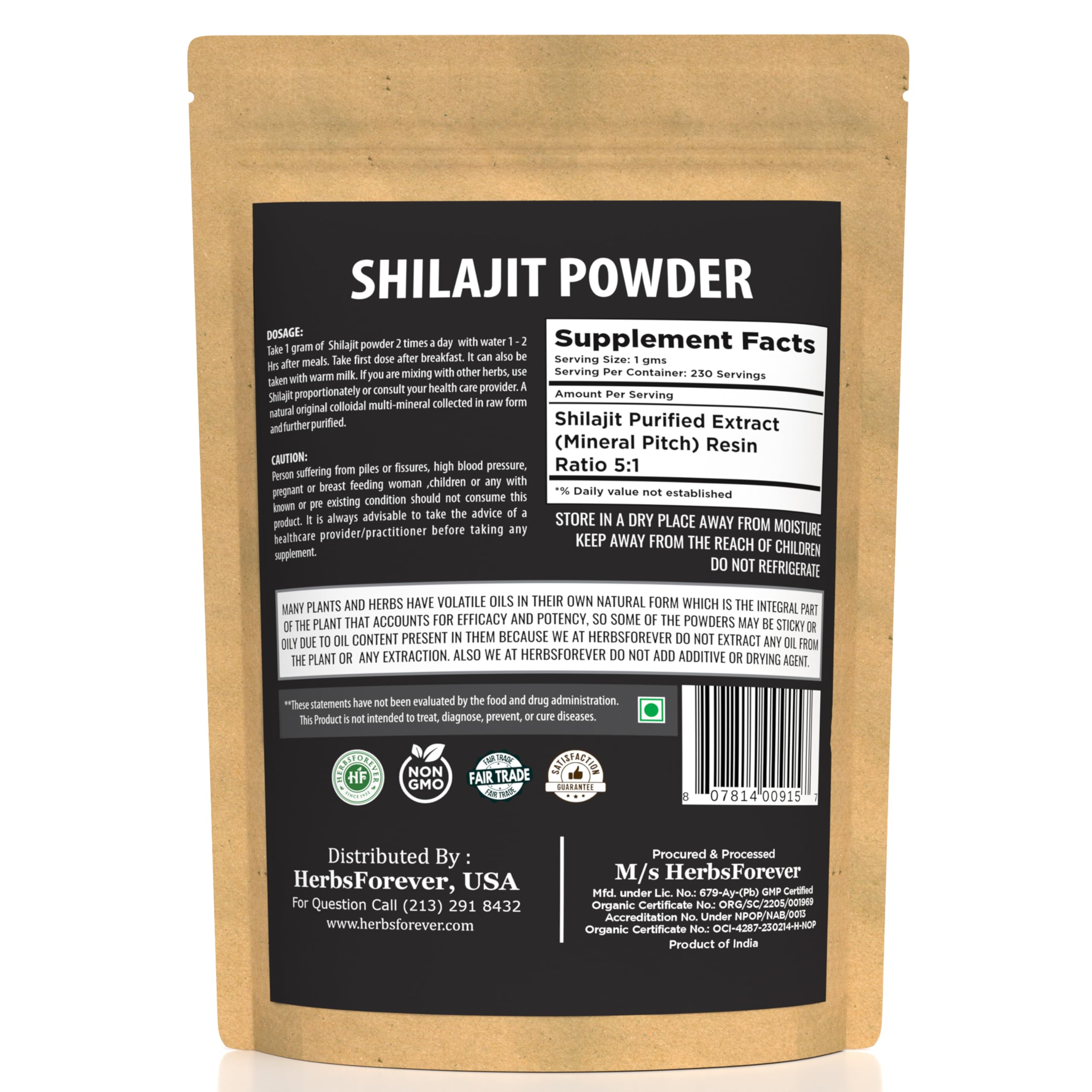 Herbsforever Shilajit Purified Resin 259g with measuring spoon