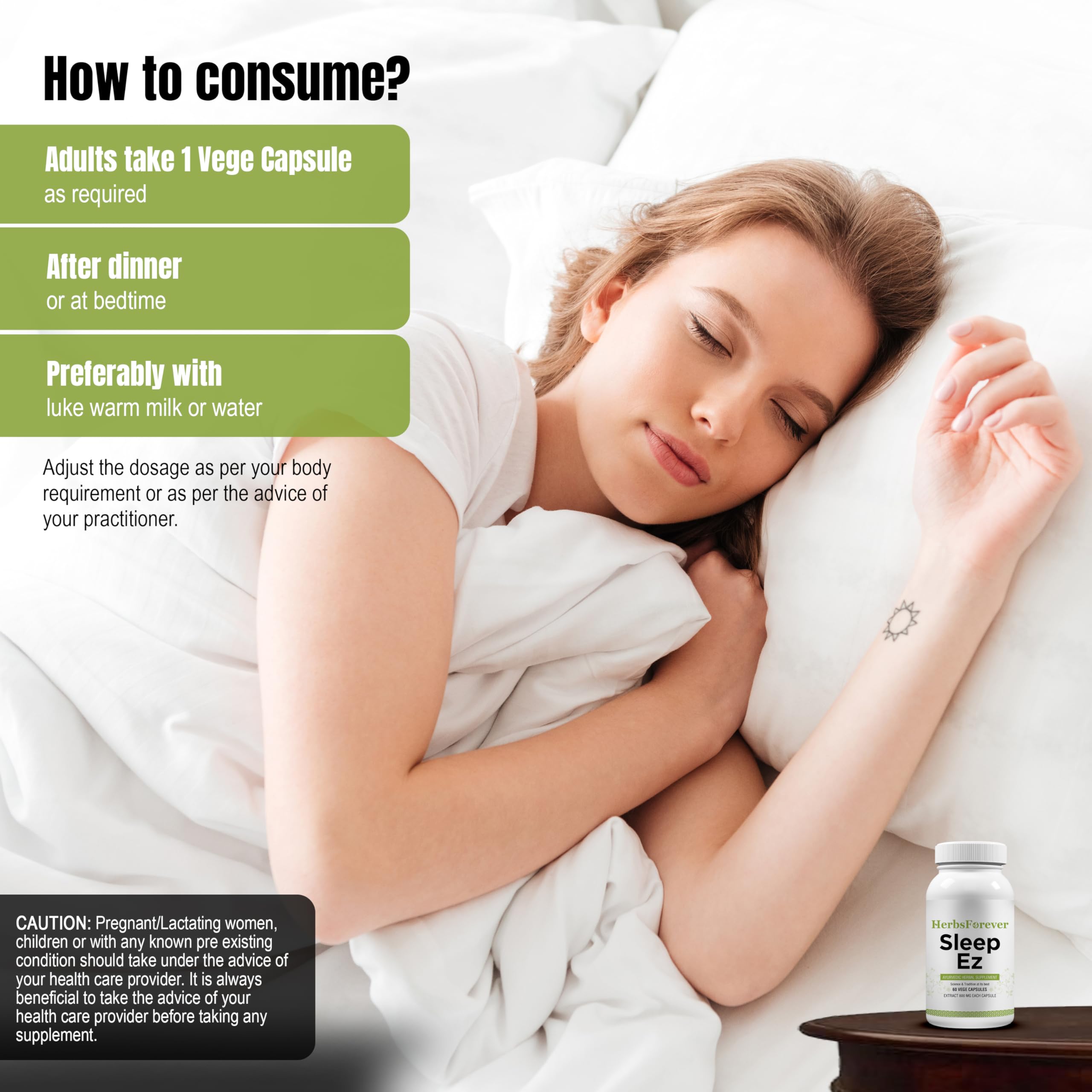 Herbsforever Sleep Ez capsules on a wooden table