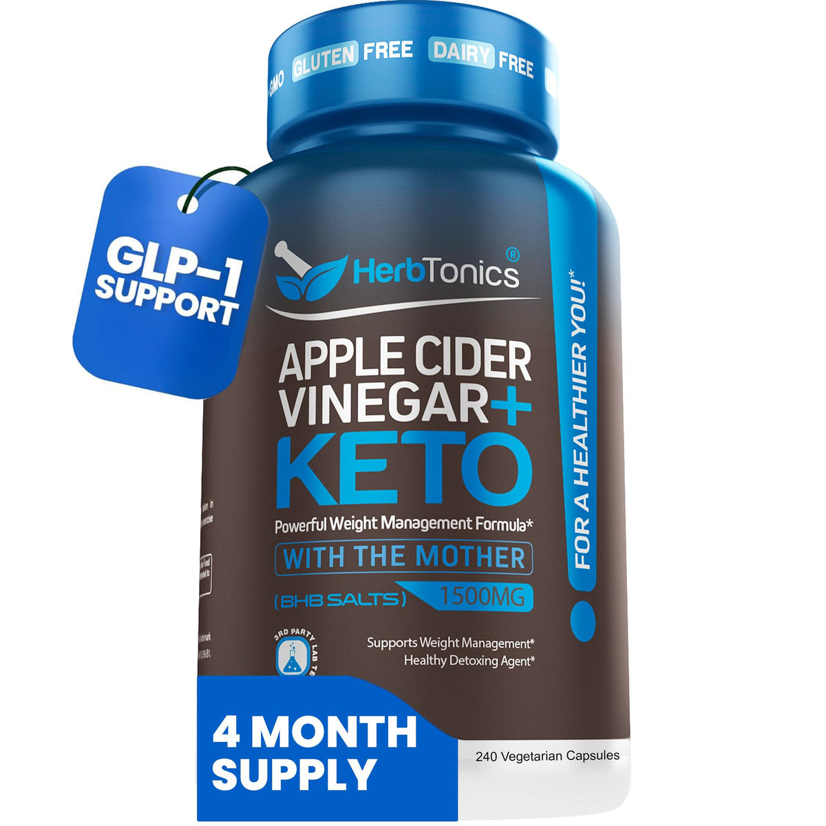 Herbtonics 7-Keto Supplement 240 Capsules front view
