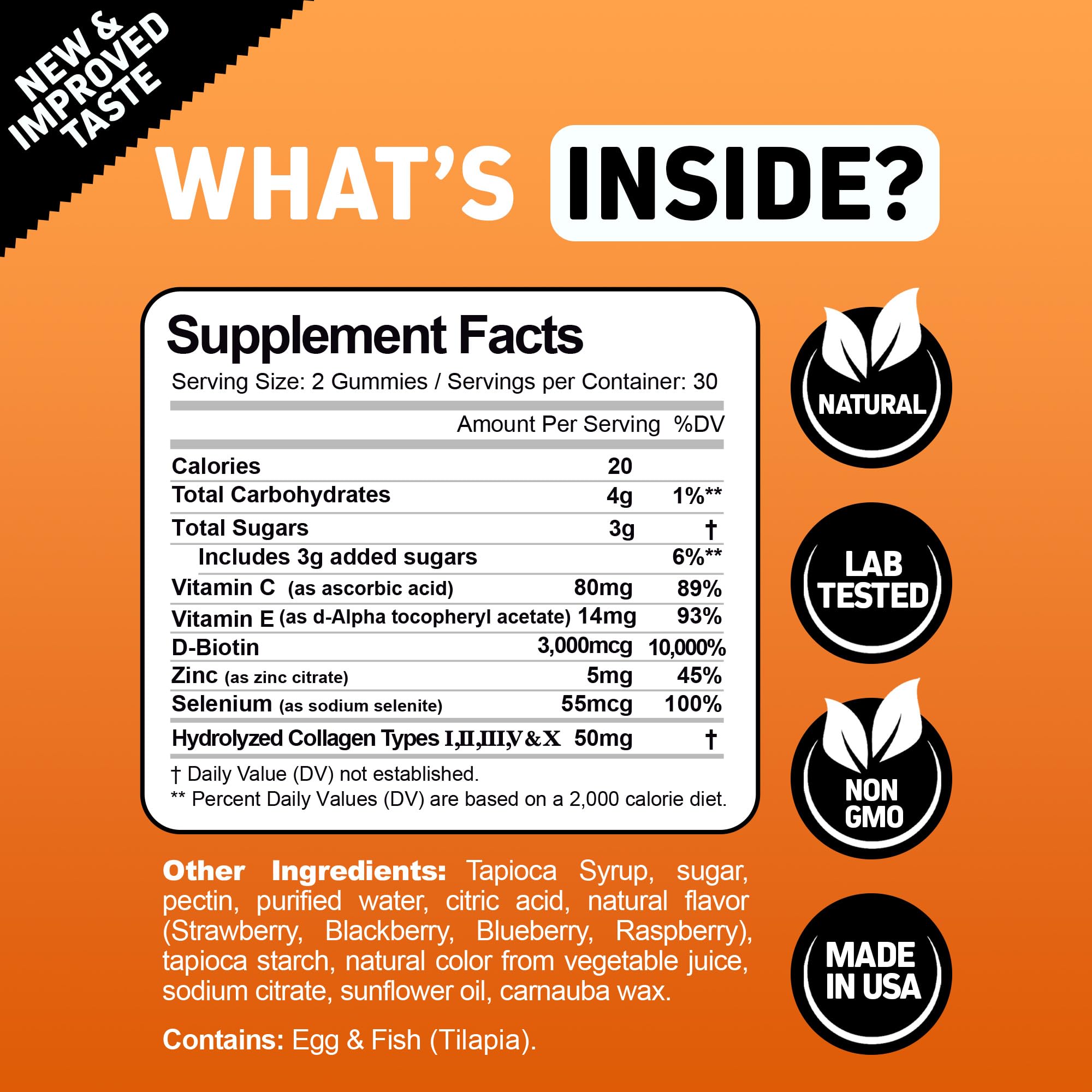 Herbtonics Collagen Gummies with ingredients list