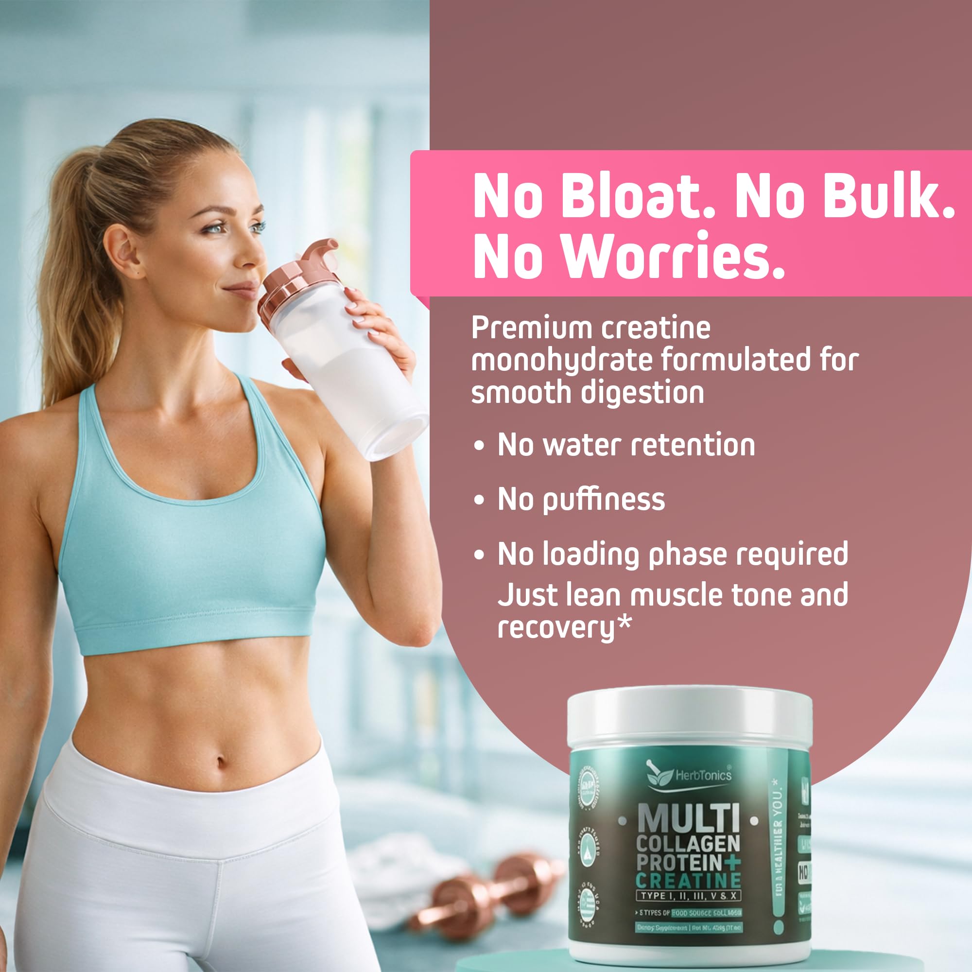 Herbtonics Creatine Monohydrate 5000mg side view packaging