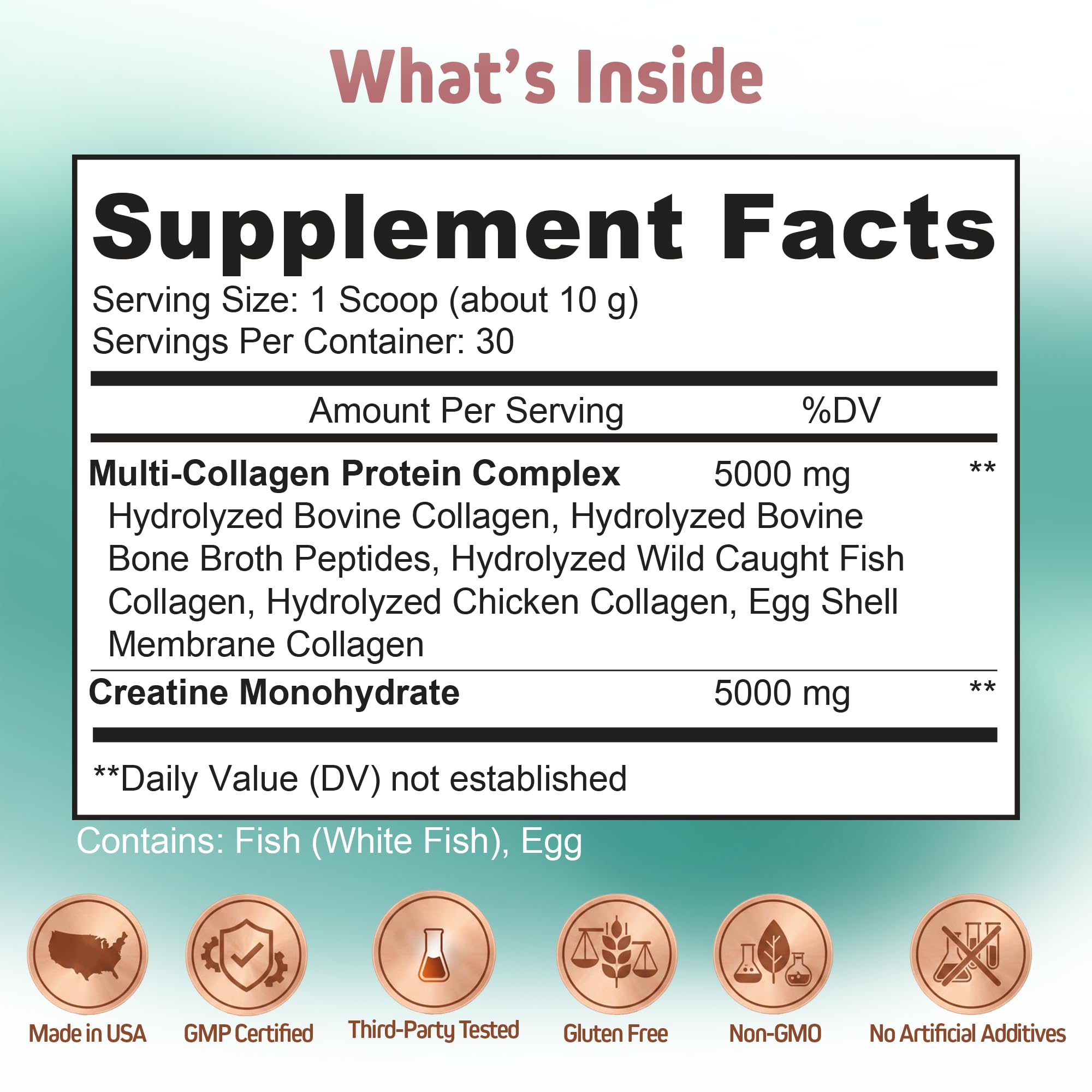 Herbtonics Creatine Monohydrate 5000mg with measuring scoop